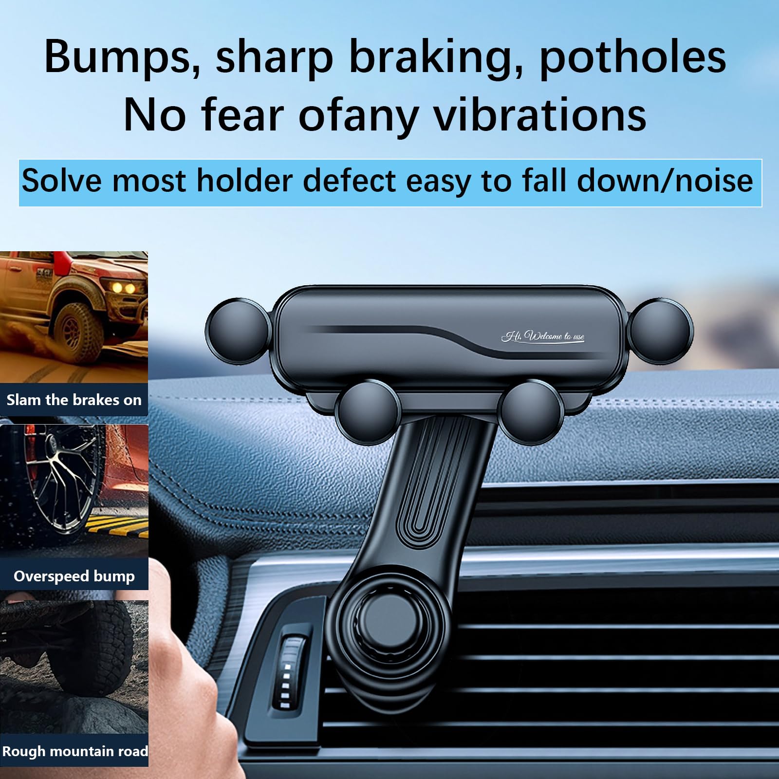 Nijizs Car Phone Holder With Rotatable Swing Arm, Hands-Free Car Vent Phone Mount With Metal Air Vent Clip Fit For All Iphone An