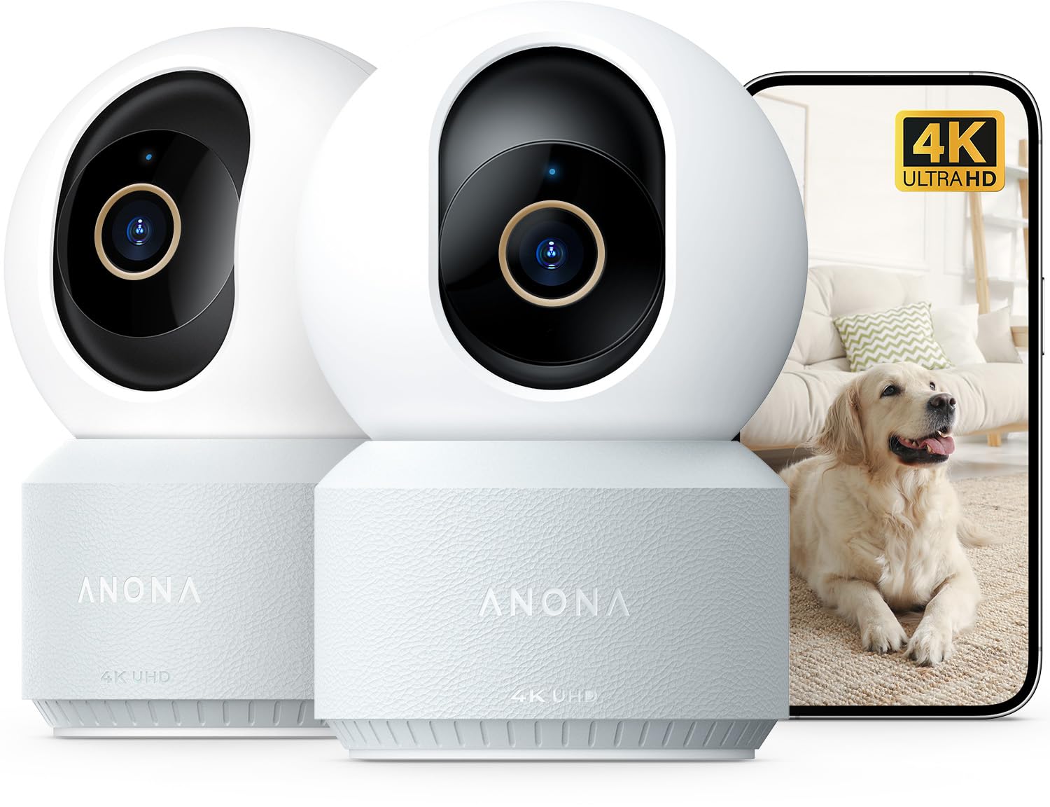 Anona 4K UHD Indoor Camera, Pet/Dog/Baby Security Camera with Phone App, 360Pan-Tilt, 5G/2.4G Dual-Band Wi-Fi 6, Auto-Tracking, 