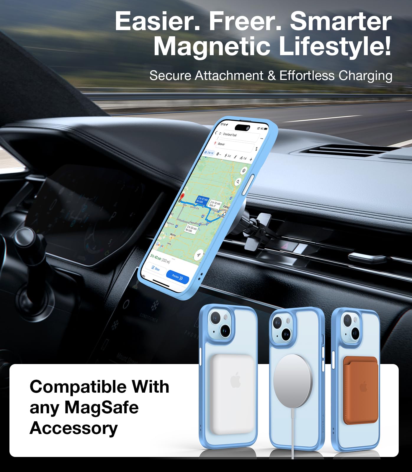 Torras Magnetic Designed For Iphone 15 Case Iphone 14 Case, Compatible With Magsafe, Military Grade Drop Tested, Shockproof Hard