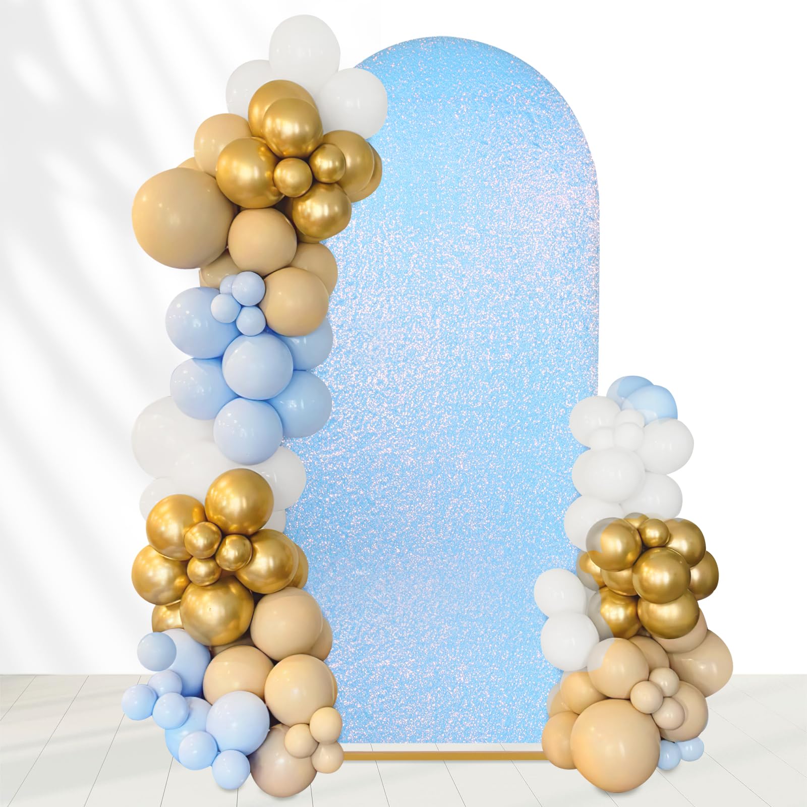 7.2Ft Wedding Arch Cover Mermaid Blue Spandex Fitted Arch Covers Sequin Fabric Backdrop Covers For Party Birthday Baby Shower De