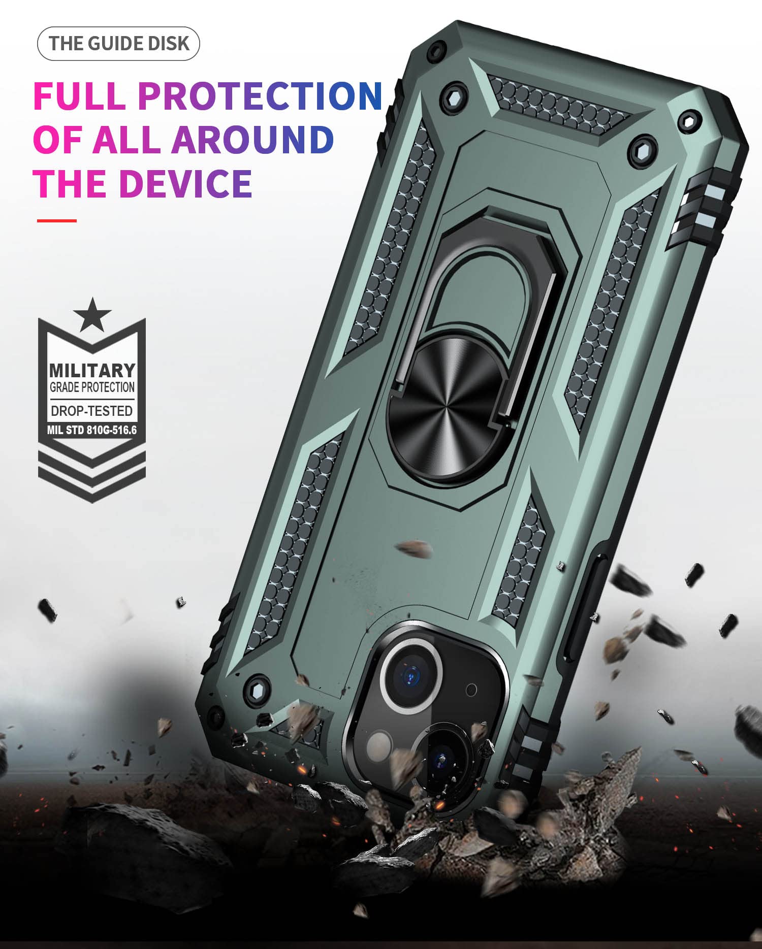 Addit Phone Case For Iphone 14 Case Iphone 14 Phone Case, With Kickstand Ring, Support Magnet Car Mount, Military Grade, Heavy D