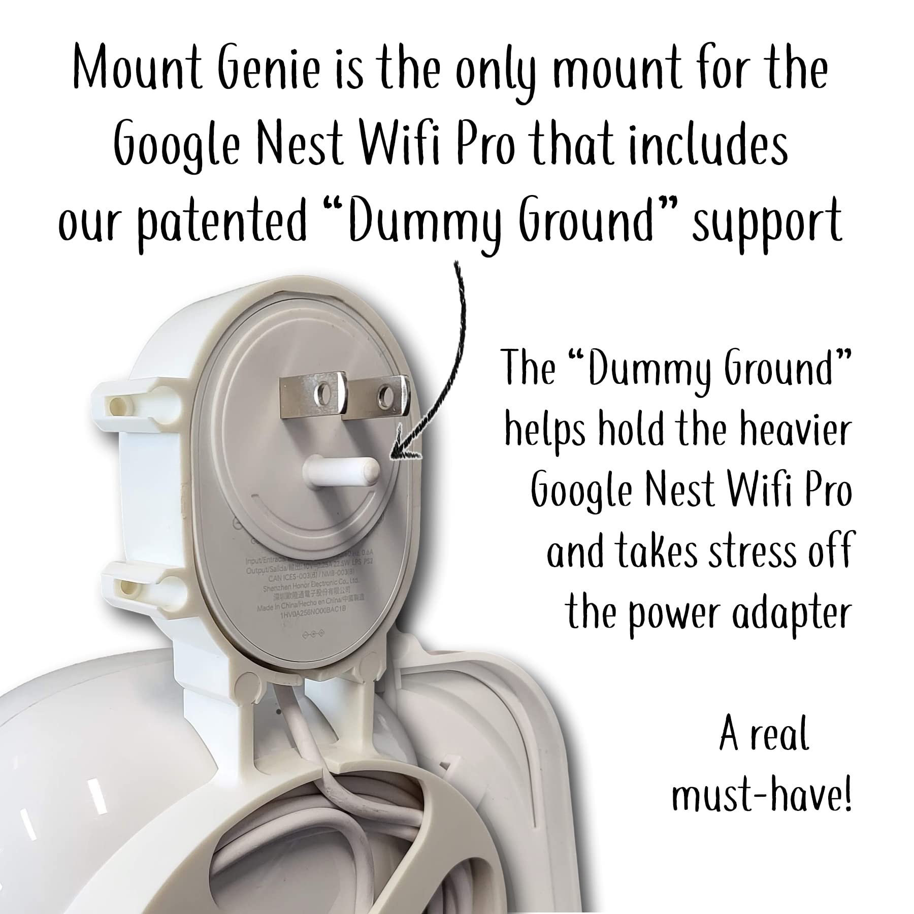 The Nest Wifi Pro Genie Wall Mount Outlet Holder Stand (2 Pack) | Lowest Profile | Open Access | No Messy Screws Or Tape | Reinf