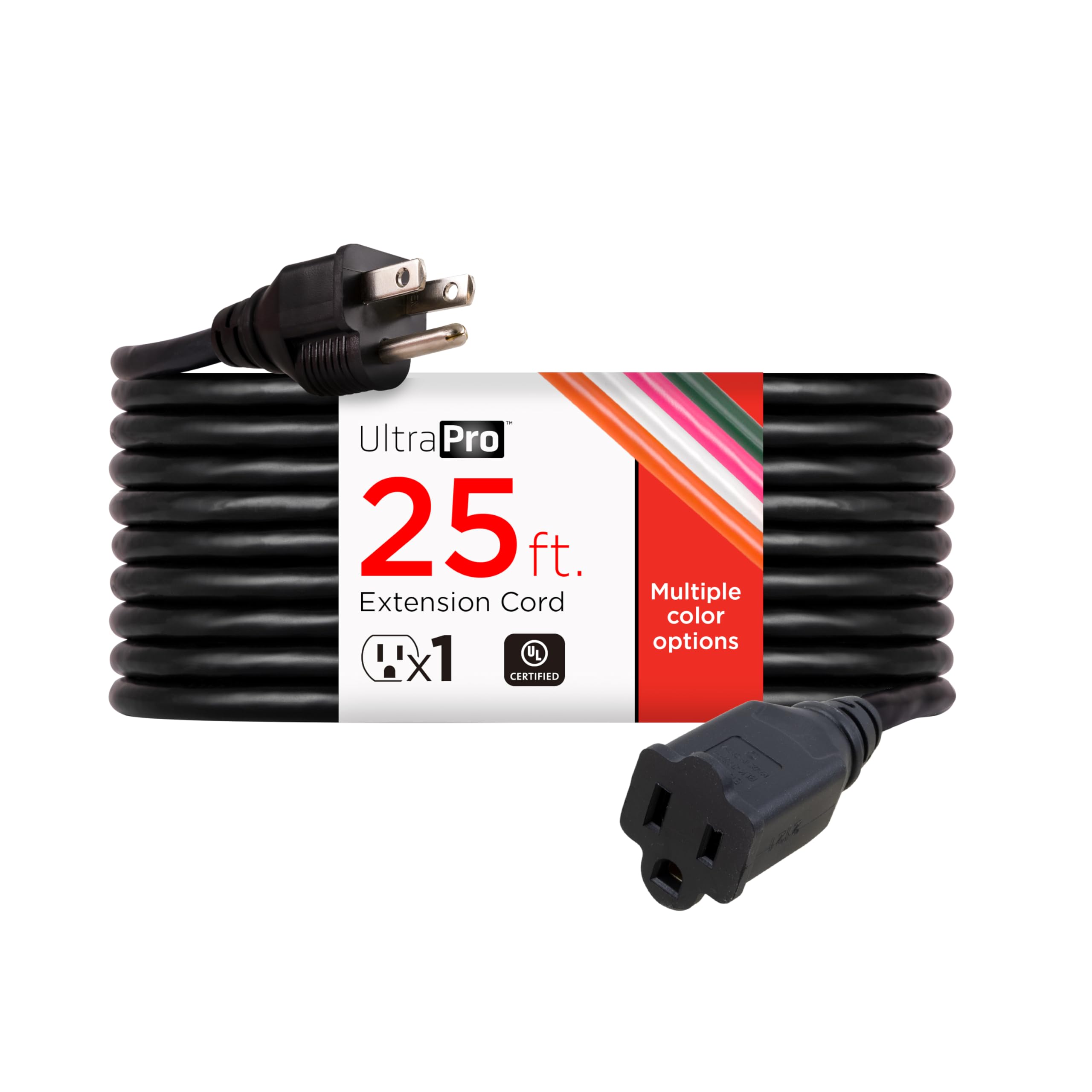 Ultrapro Outdoor Extension Cord, 25 Ft, Heavy Duty Extension Cord, Ul Certified 3 Prong Extension Cord, 16 Awg 3 Wire Extension