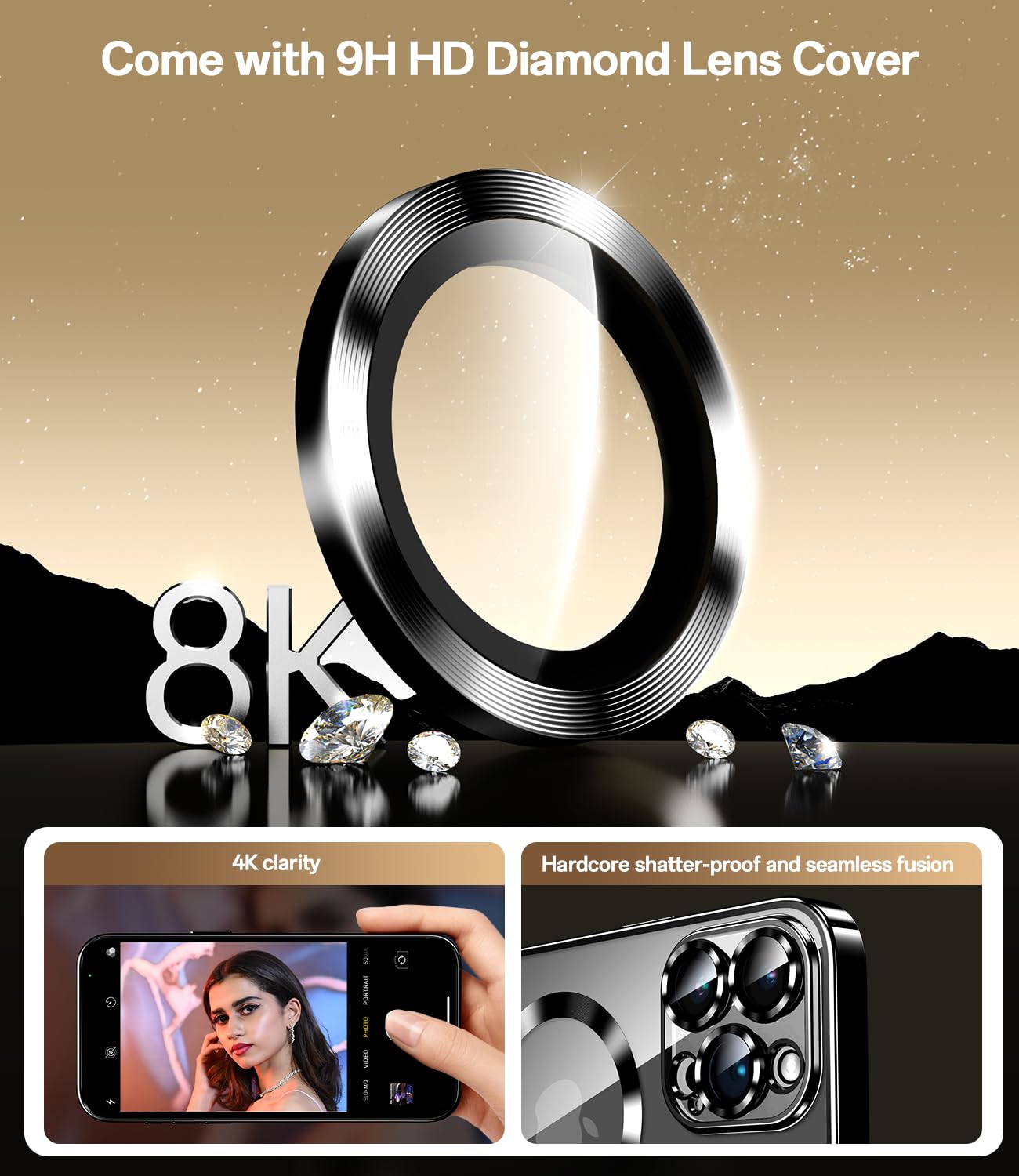 Waldeng For Iphone 16 Pro Max Case With 1X Screen Protector, [Seamless Work With Magsafe] [Interchangeable Glitter Card], With I