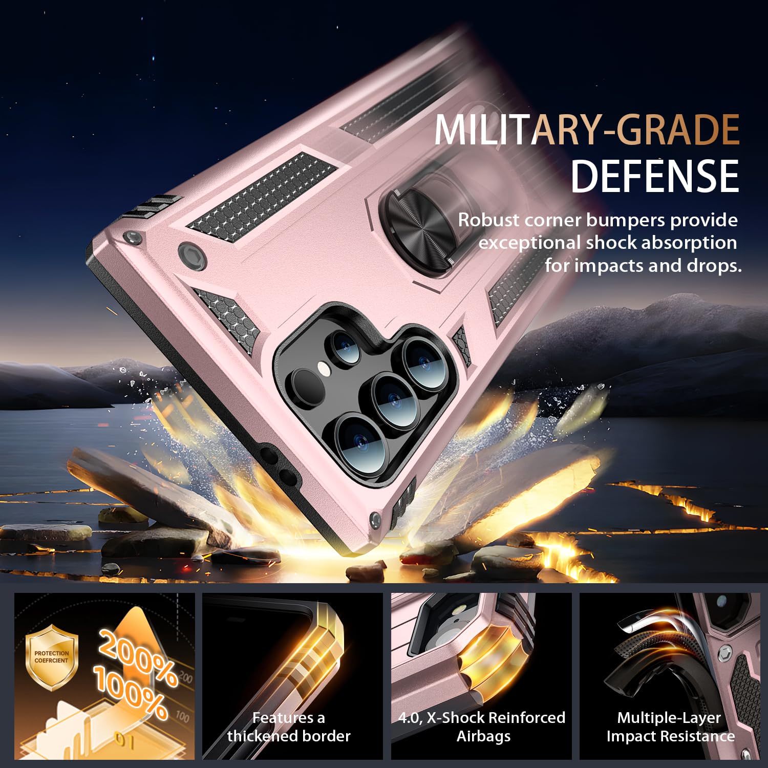 Ikazz For Galaxy S23 Ultra Case,Military Grade Shockproof Heavy Duty Protective Phone Cover Pass 16Ft Drop Test With Magnetic Ki