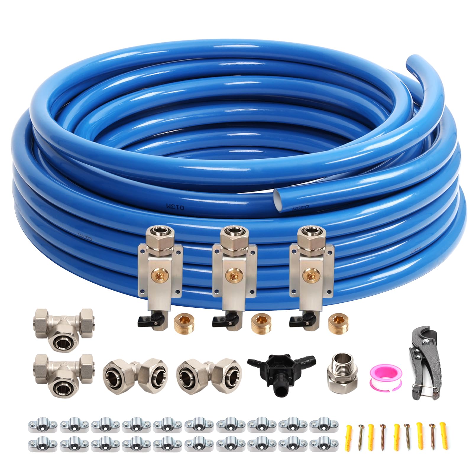 3/4''  120'&200'&300' Compressed Air Line Kit,Hdpe Aluminum Hdpe Piping,Includes 2  Npt Right Angle Fittings And 2  Npt Tee Fitt