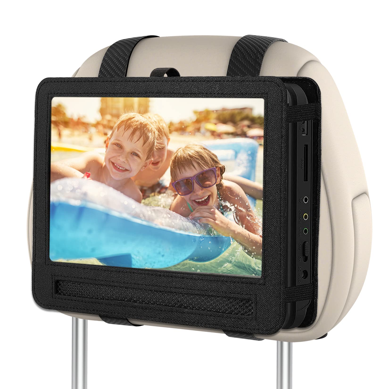 Car Headrest Mount Holder Strap Case For Swivel & Flip Style Portable Dvd Player  Suitable For 10 Inch To 10.5 Inch Screen