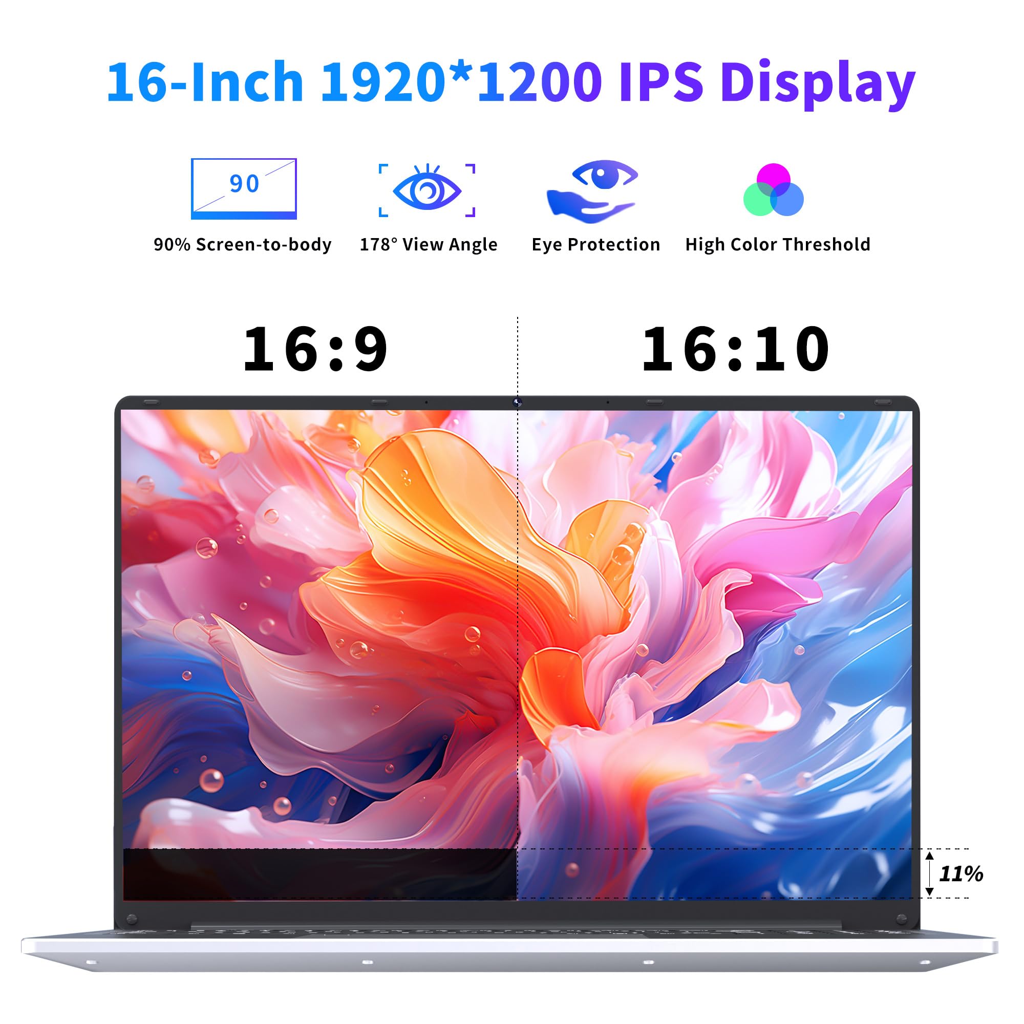 Niakun 16 Inch Laptop Computer, Gaming Laptop, 16Gb Ram 1Tb Ssd, N95 Processor, Fhd 1920 * 1200, 180 Angle Open, Backlit Keyboar
