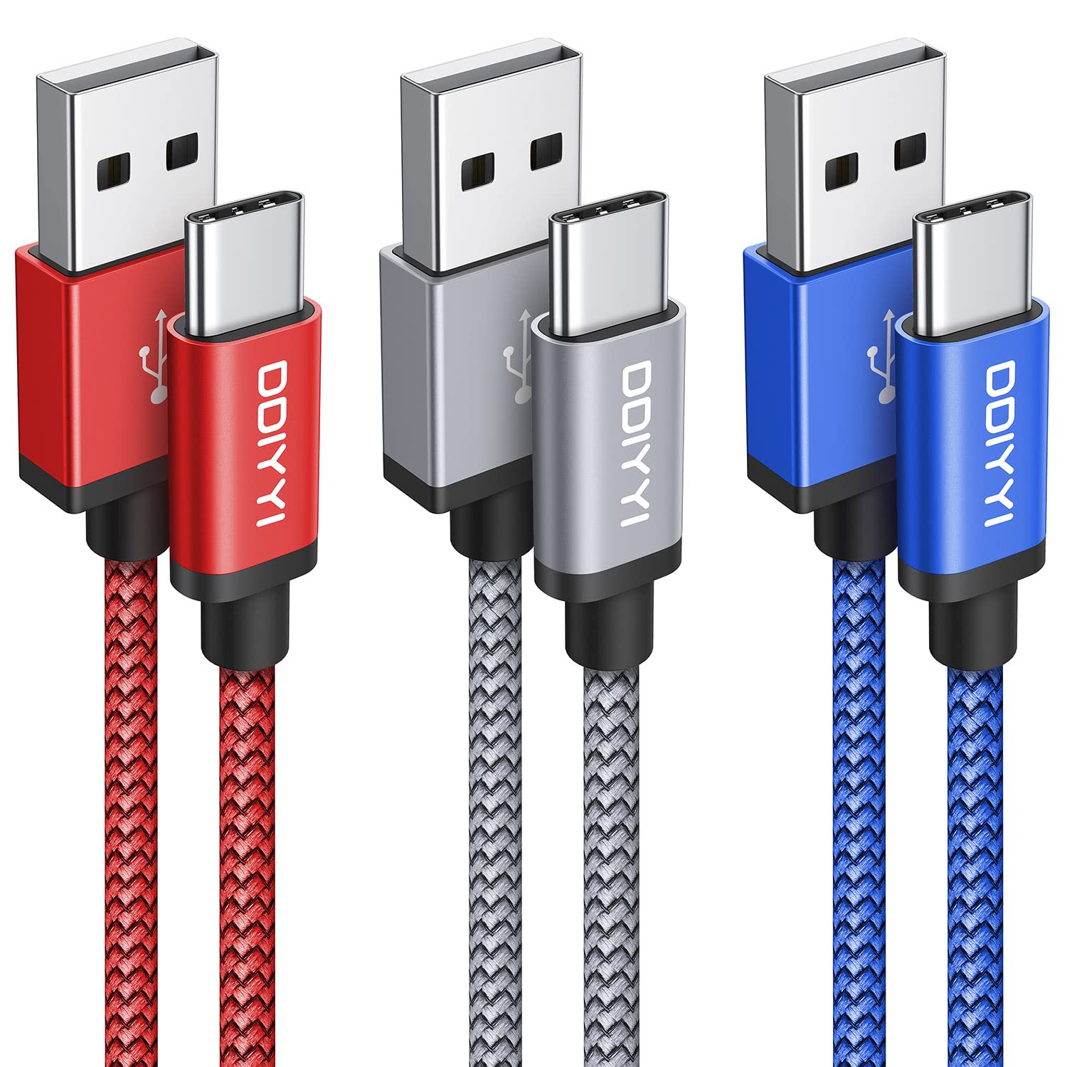 Ddiyyi Usb Type C Cable Fast Charging (3 Pack 3Ft), Usb To Usb C Cable Braided Charger Cord For Iphone 16E 16/15,15/16 Pro,15/16 Plus,15/16 Pro Max, Samsung Galaxy S25/S25 Ultra S24 S23, Usba To Usbc