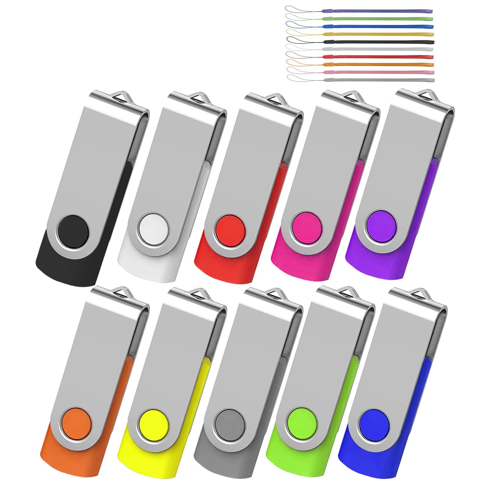 Aretop 32Gb Flash Drive, Pack Of 10 Usb Drive, Portable Keychain Lanyard Thumb Drive For Date Storage, Jump Drive Colorful Multipack, Usb2.0 Usb Flash Drive 10 Pack(10 Pack 32Gb, Mix Colors)