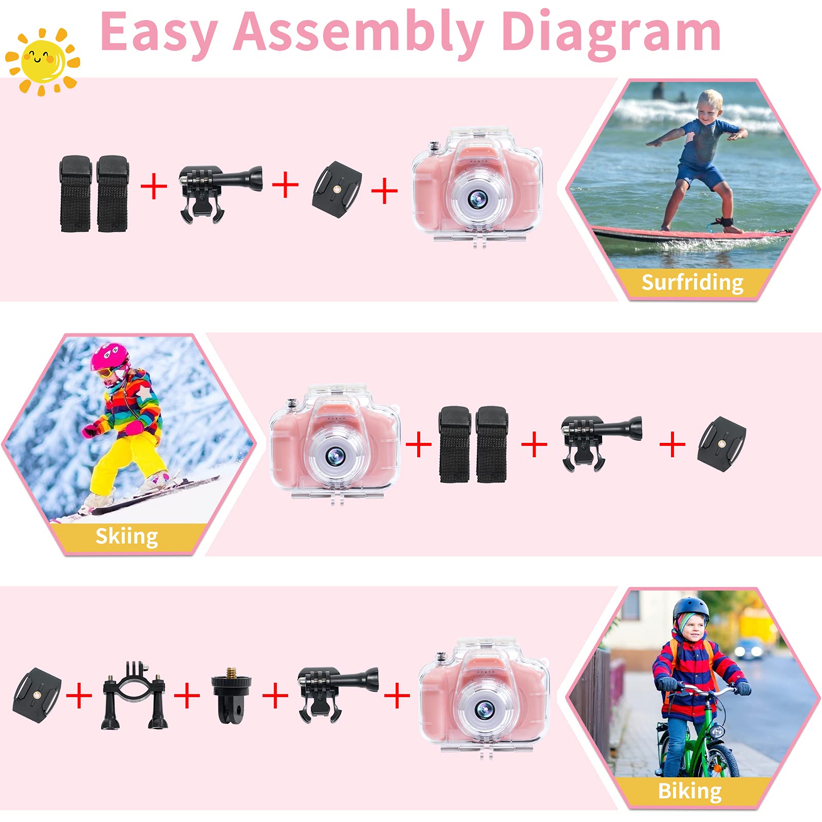 Fkateen Kids Camera Underwater Waterproof Digital Camera For Kids 2 Inch Ips Screen 1080P Hd Kids Video Action Camera For 3 4 5