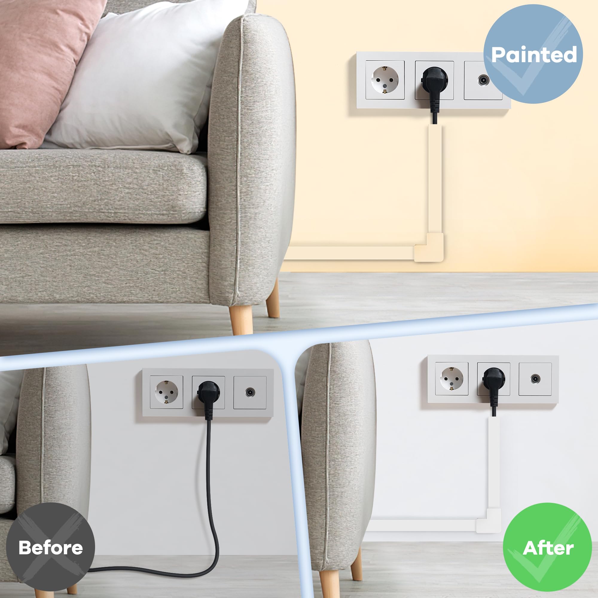 One Cord Hider Kit, 126In Cable Covers For Wires On Wall, Mini Wire Hider For Wall Mounted Tv, Black Cable Raceway, Paintable Co