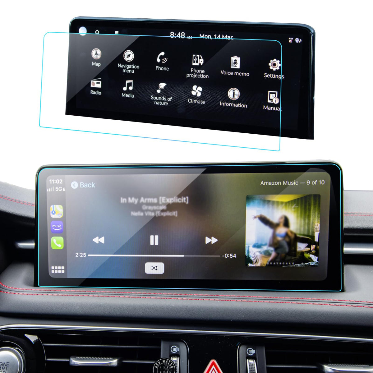 Lantu Car G70 Screen Protector For 2024 2023 2022 Genesis G70 (2.0T/2.5T/3.3T) Accessories Navigation Touchscreen Protector Film
