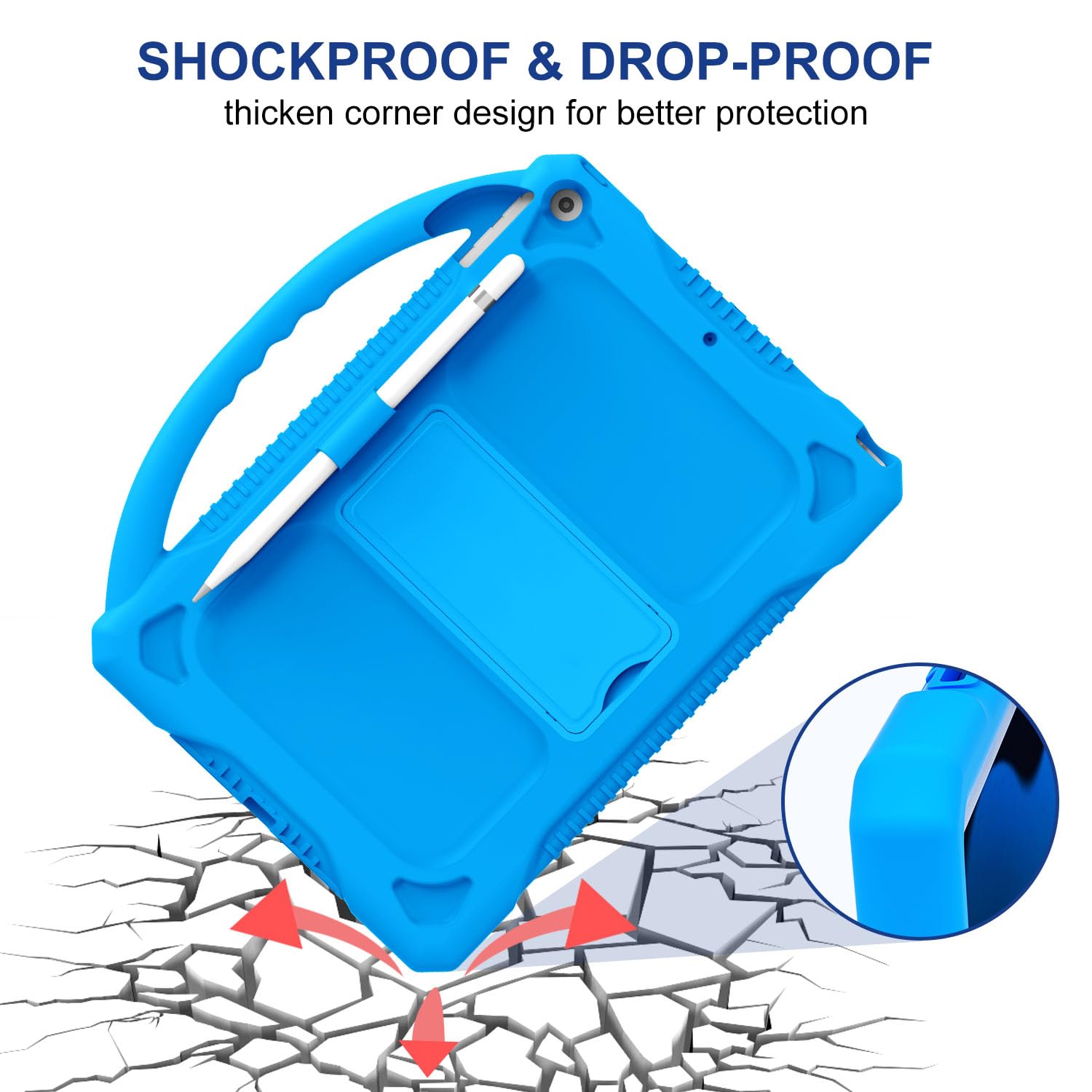 Joguiia Ipad 9Th 8Th 7Th Generation Case, Silicone Kids Case For Ipad 10.2 2021/2020/2019, Shockproof Case With Handle Stand For