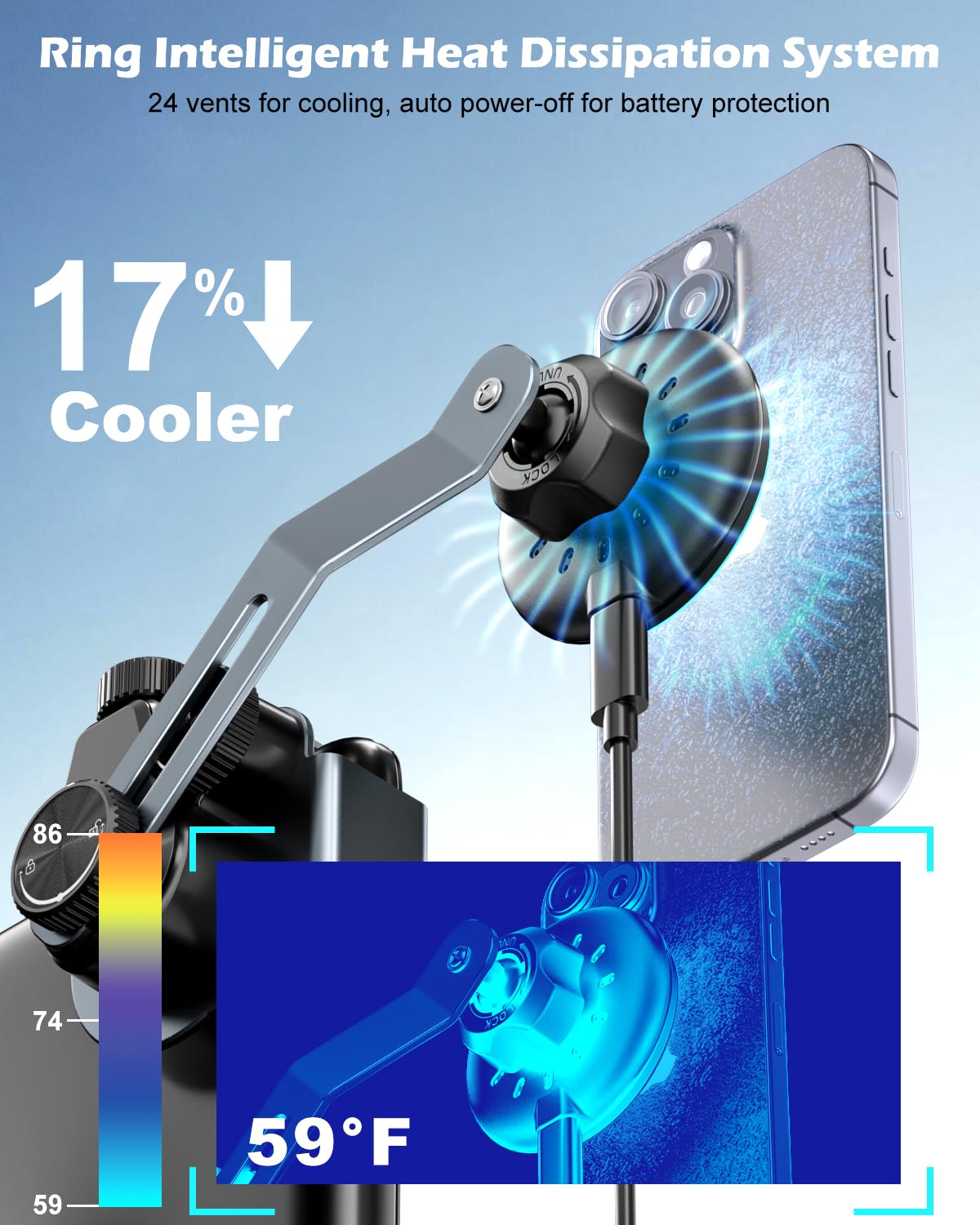 Cloudvalley Qi2 15W Wireless Charger Phone Mount For Tesla Model Y/3, ?Extendable Metal Holder?Compatible With Iphone Magsafe, S