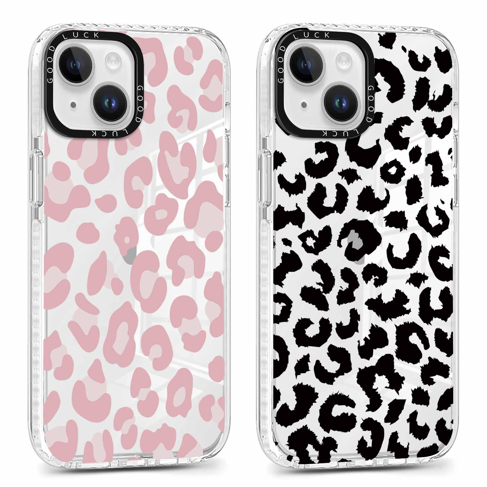 Rumdey 2 Pack Cute Clear Leopard Cases For Iphone 14 Plus 6.7'' Phone Case, Cheetah Print Design Cases Soft Silicone Slim Tpu Sh