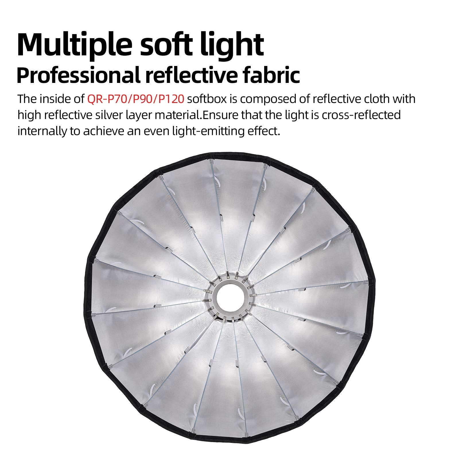 Godox Qr P70 27In 70Cm Deep Parabolic Softbox Quick Release Compatible Bowens Mount Softbox With Grid, Carrying Bag For Photogra