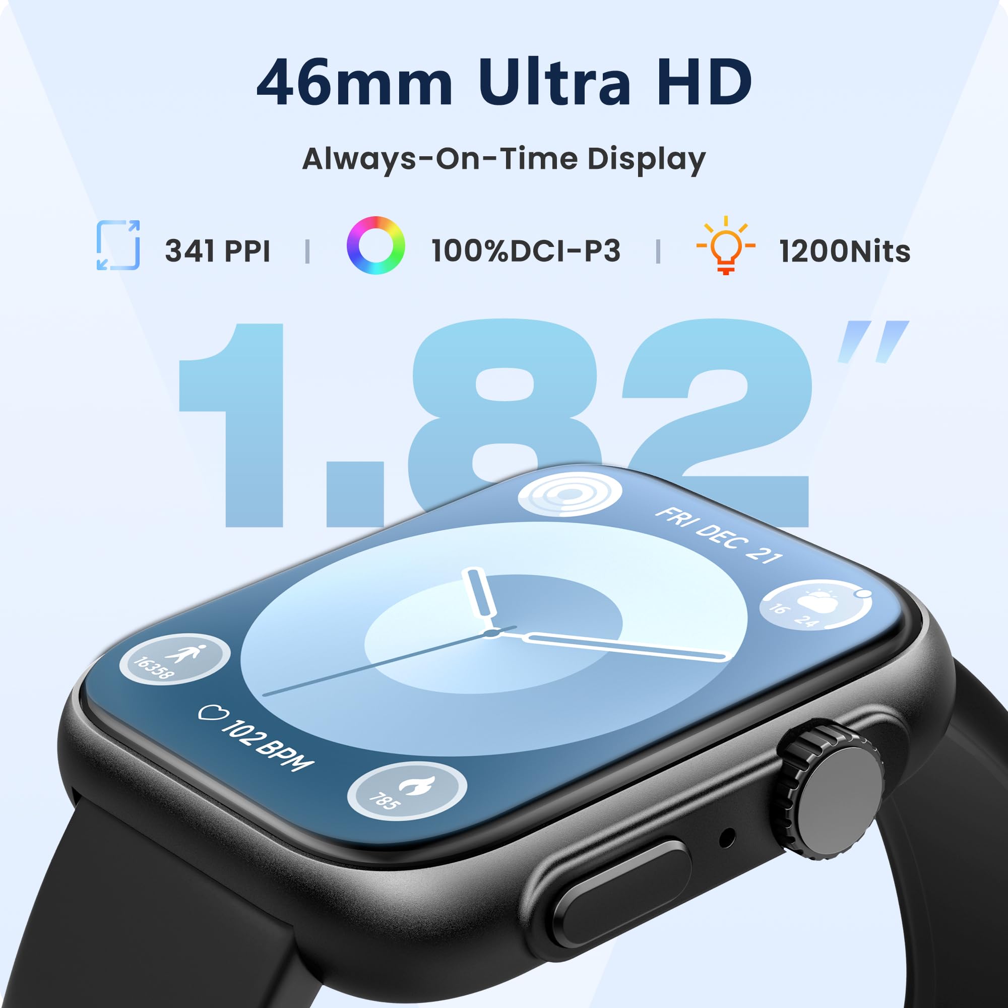 Smart Watch For Men Women [46Mm], Bluetooth Call, 24/7 Heart Rate/Spo2/Sleep/Stress Level Monitor, 120+ Sports Modes, Gps Fitnes