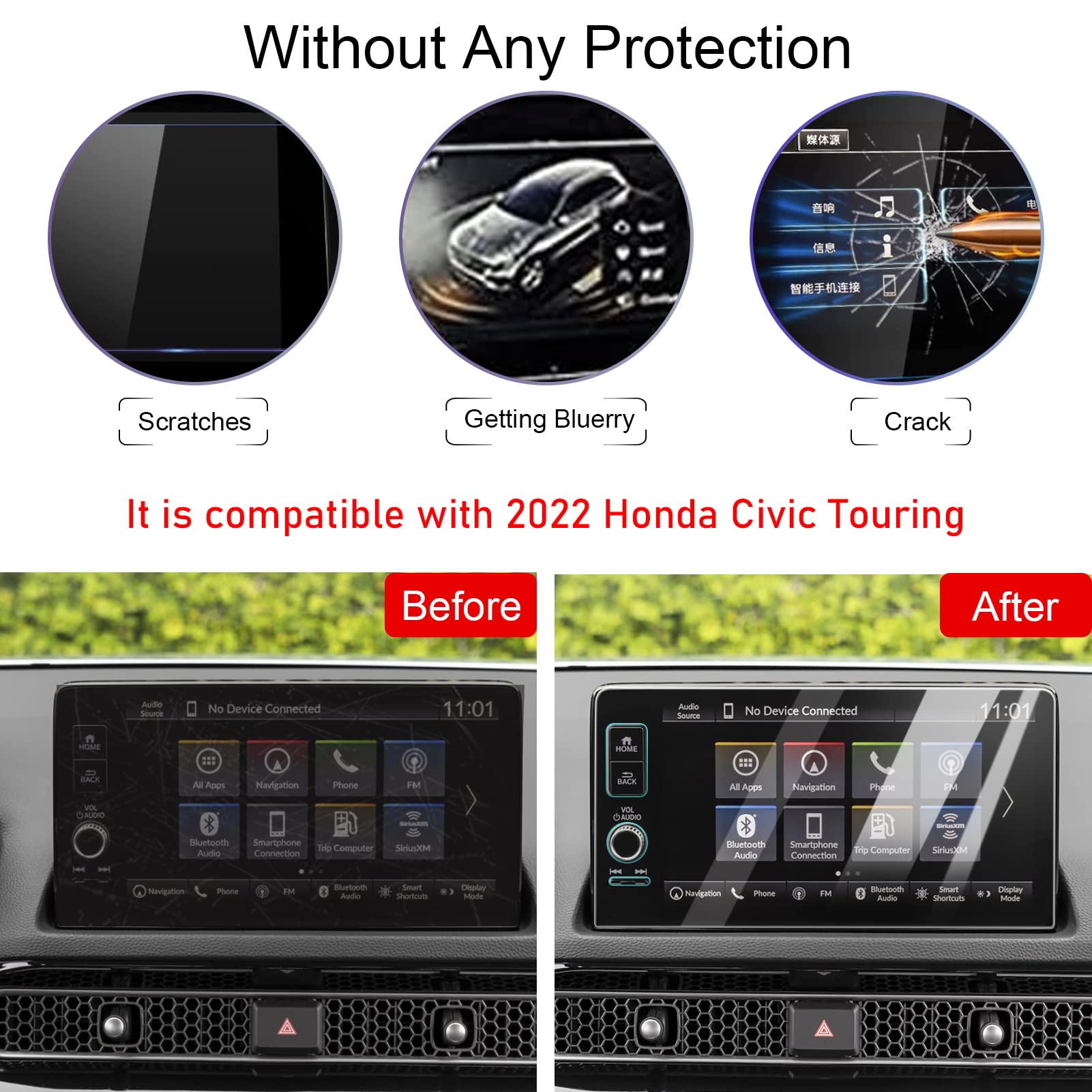 Ttcr Ii Compatible With 2022 2024 Honda Civic Touring Screen Protector 9 Inch, For Crv Sport Screen Protector 2023 2024 Hrv Ex L Screen Protector