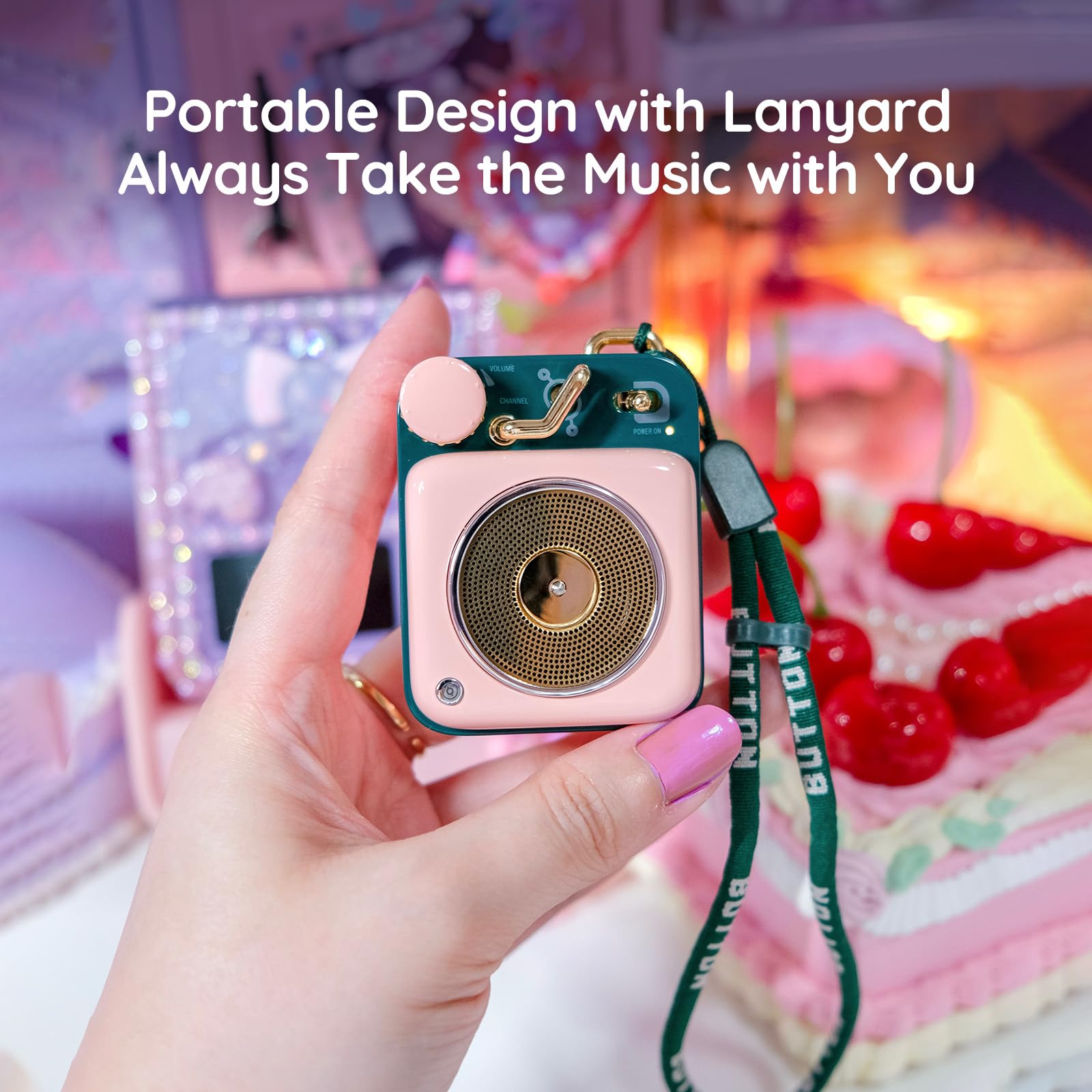 Muzen Mini Bluetooth Speaker, Button Portable Metal Small Cute Wireless Speaker, Rechargeable Hifi Loud Volume Audio Speaker With Portable Lanyard And Gift Box, Classic Retro Decor