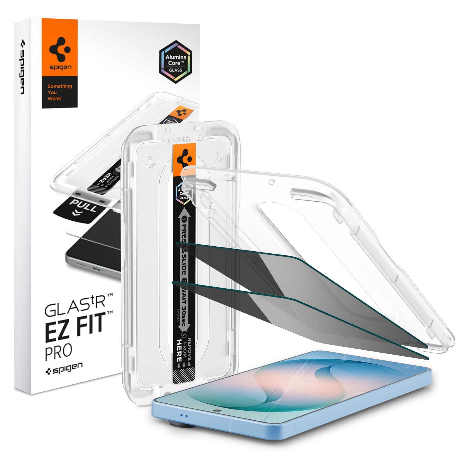 Spigen AluminaCore Tempered Glass Screen Protector [Glas.tR EZ Fit - Privacy] designed for Galaxy S26 Plus [2 Pack] 10H+ Hardnes