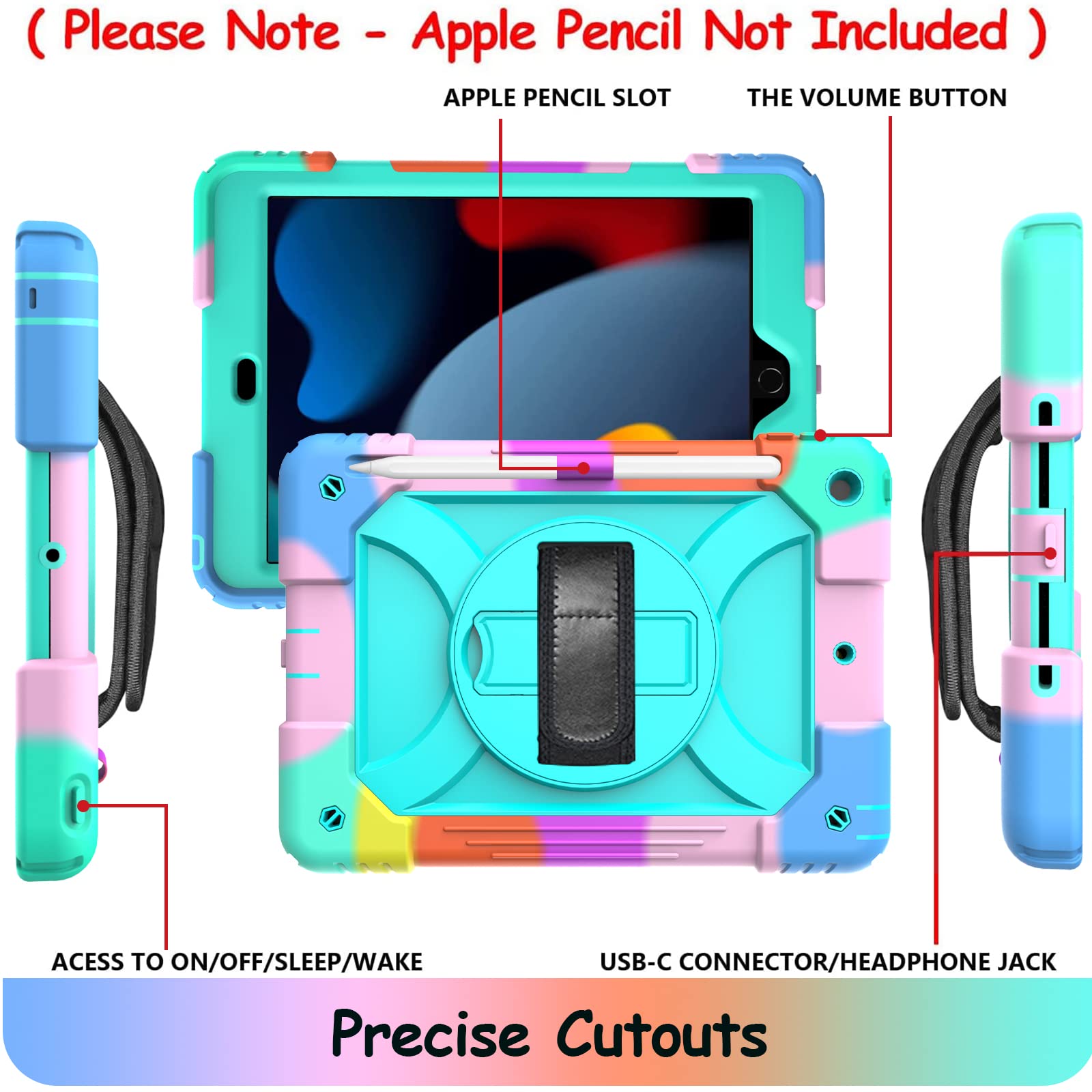 Ltrop Case For Ipad 9Th/ 8Th/ 7Th Generation (2021/2020/2019), Shockproof 10.2    Ipad Cover With With Shoulder Strap Pen Holder