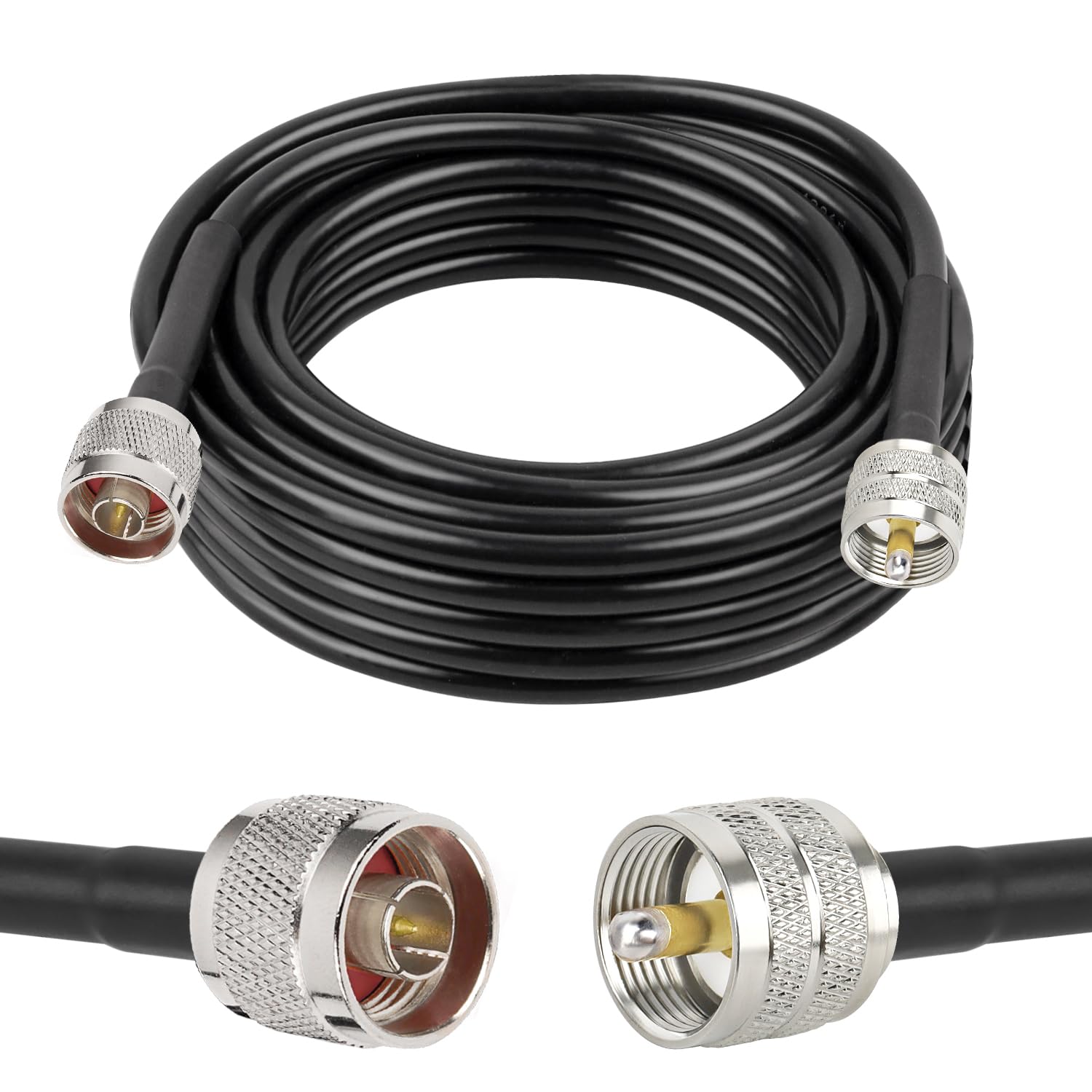XRDS -RF N Male to PL259 UHF 25FT, N-Type to UHF Cable Low Loss RG8X Coax Cable (50 Ohm) Pure Copper Extension Jumper for Antenn