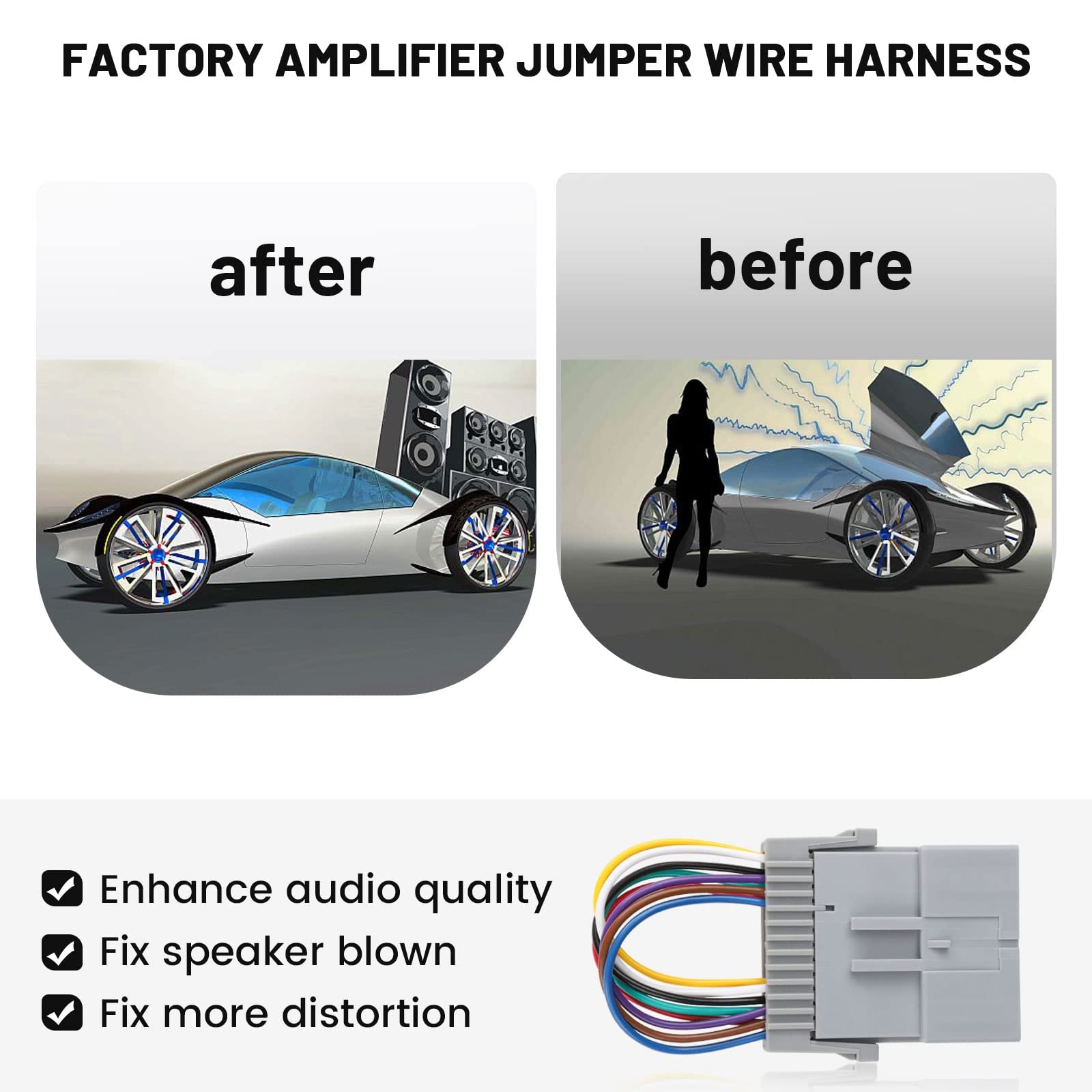 Red Wolf Factory Amplifier Crossover Bypass Jumper Integration Wire Harness Adapter For Chevy Monte Carlo Impala Suburban Gmc Yukon 2000 2005 Non Bose Infinity System