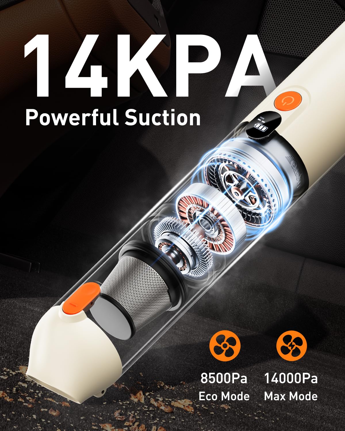 Oxilam 4 In 1 Car Vacuum   Handheld Vacuum 14000Pa High Power, Portable Cordless Small Vacuum, Blow & Suction 2 In 1, Up To 30 M