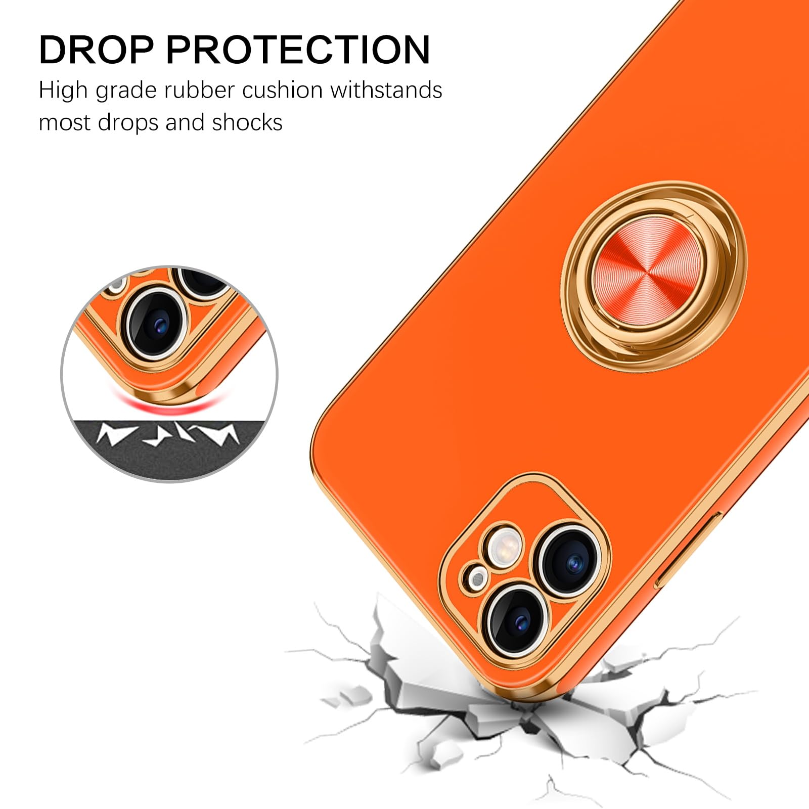 Bentoben For Iphone 11 Case With 360 Ring Holder, Shockproof Slim Phone Cover Kickstand Magnetic Support Car Mount, Non-Slip Pro