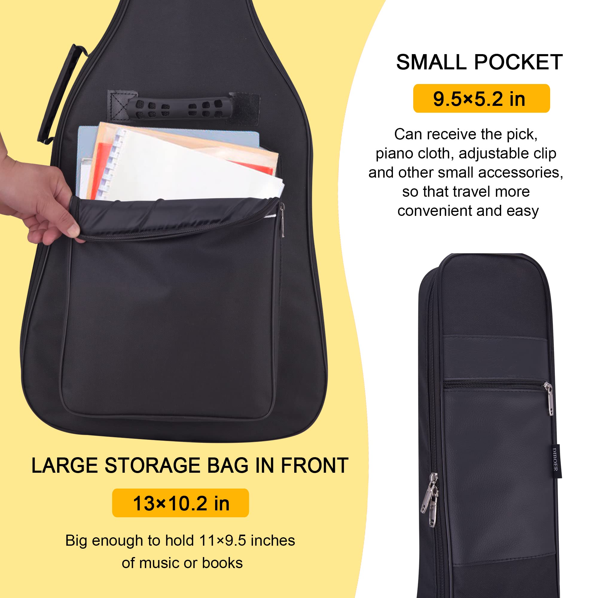 Diboer 3/4 Size 36 Inch Acoustic Guitar Case Soft, Acoustic Guitar Bag 0.35 Inch Thicken Sponge Padded, Waterproof Gig Bag With