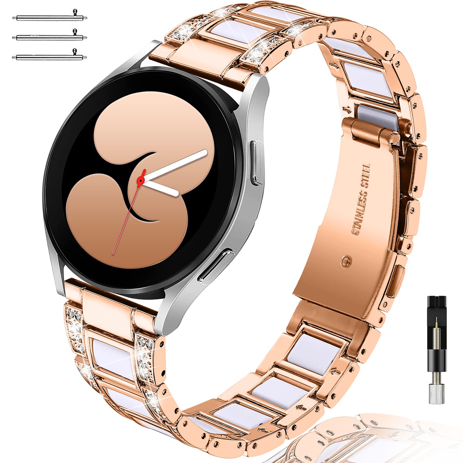 Ninki Compatible Samsung Galaxy Watch 6 Band Classic 43Mm 47Mm 40Mm 44Mm,20Mm Resin Metal Samsung Galaxy Watch 5 Band Pro 45Mm 4