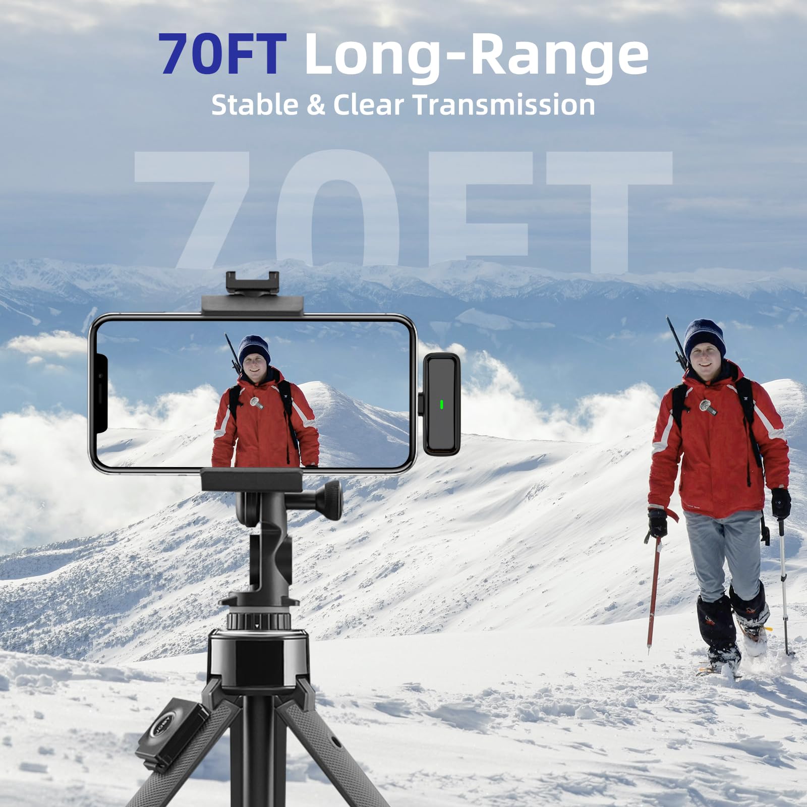 Nptcl 2 In 1 Wireless Lavalier Microphone For Iphone Android - Mini Phone Microphone With 24 H Charging Case For Video Recording