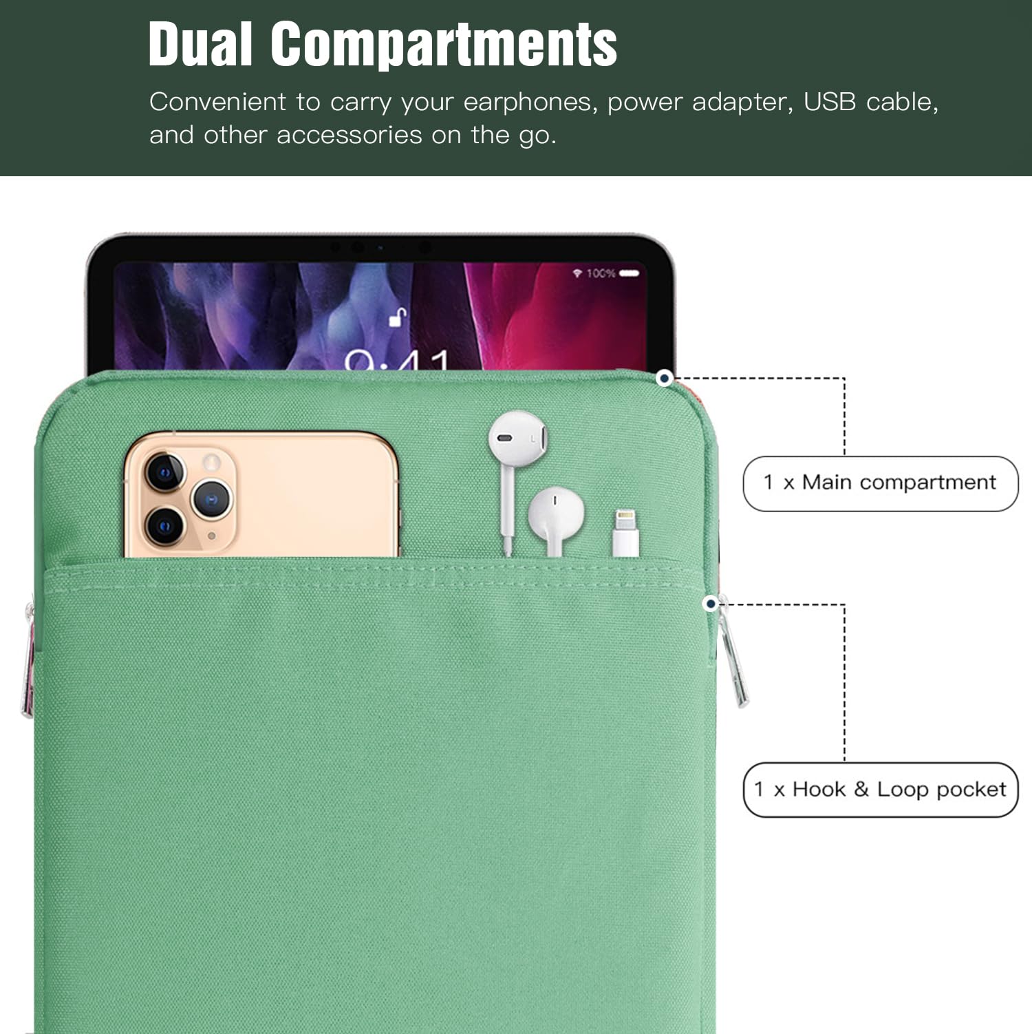 Timovo 9 11'' Tablet Sleeve For Ipad 10.2 2021 2019,Ipad 10Th 2022,Ipad Air 5/4,Ipad Air 11 Inch 2024,Ipad Pro 11 Inch 2024,Gala