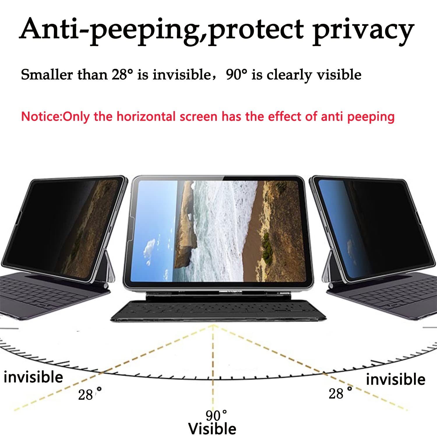 Fydikhn Privacy Screen Protector Suit For Surface Pro 7 Plus, Pro 7, Pro 6, Pro 5, Pro 4 12.3 Inch, Dark Anti Spy Screen Film Gu
