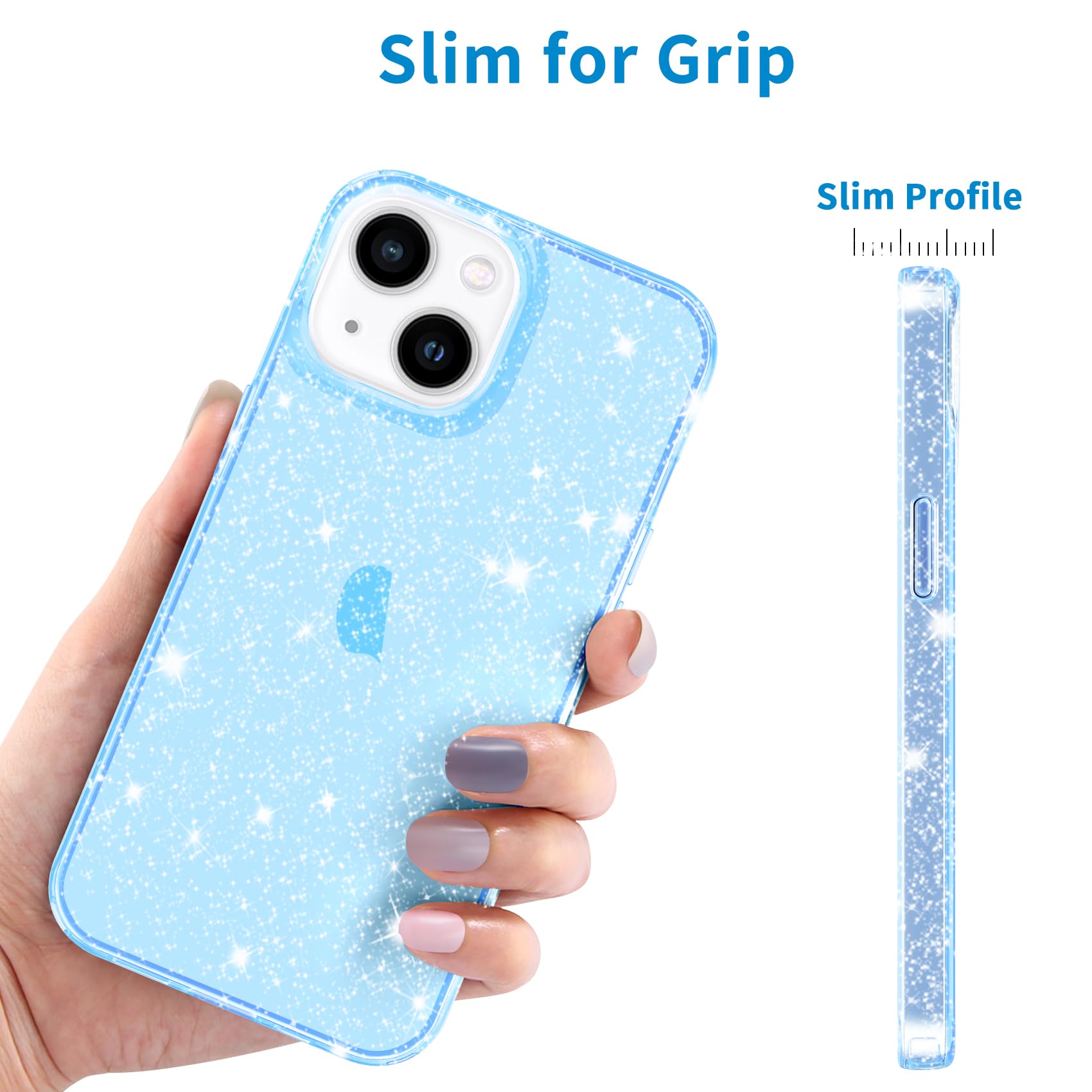 Jjgoo Compatible With Iphone 15 Plus Case Glitter, Clear Transparent Soft Tpu Sparkle Anti Scratch Shockproof Protective Phone B