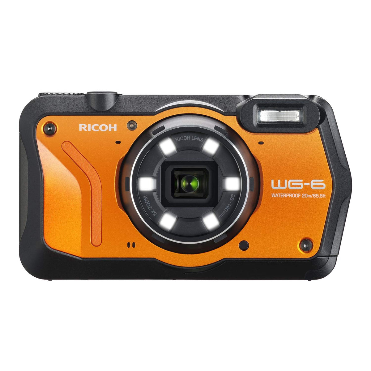 Ricoh WG 6 Webcam Orange Waterproof Camera 20MP Higher Resolution Images 3 Inch LCD Waterproof 20m Shockproof 2.1m Underwater Mode 6 LED Ring Light for Macro Photography