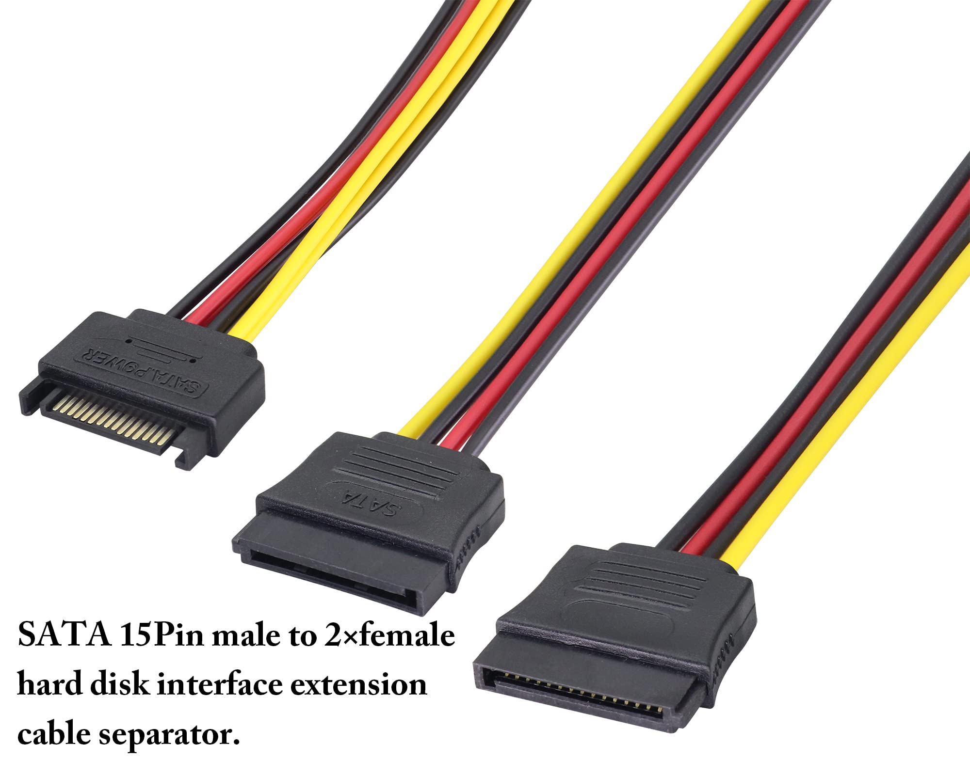 Zdycgtime 15Pin Sata Power Supply 1 To 2 Y Splitter Cable,Sata 15Pin 1 Male To 2 Female Interface Extension Cable,15Pin Desktop