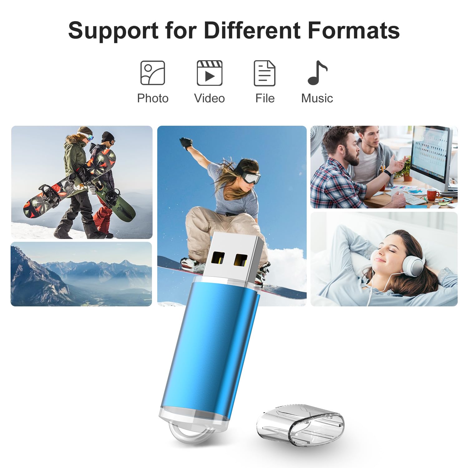 Raoyi 10 Pack 4Gb Usb Flash Drive Usb 2.0 Memory Stick Bulk Thumb Drive Pen Drive Jump Drive Blue