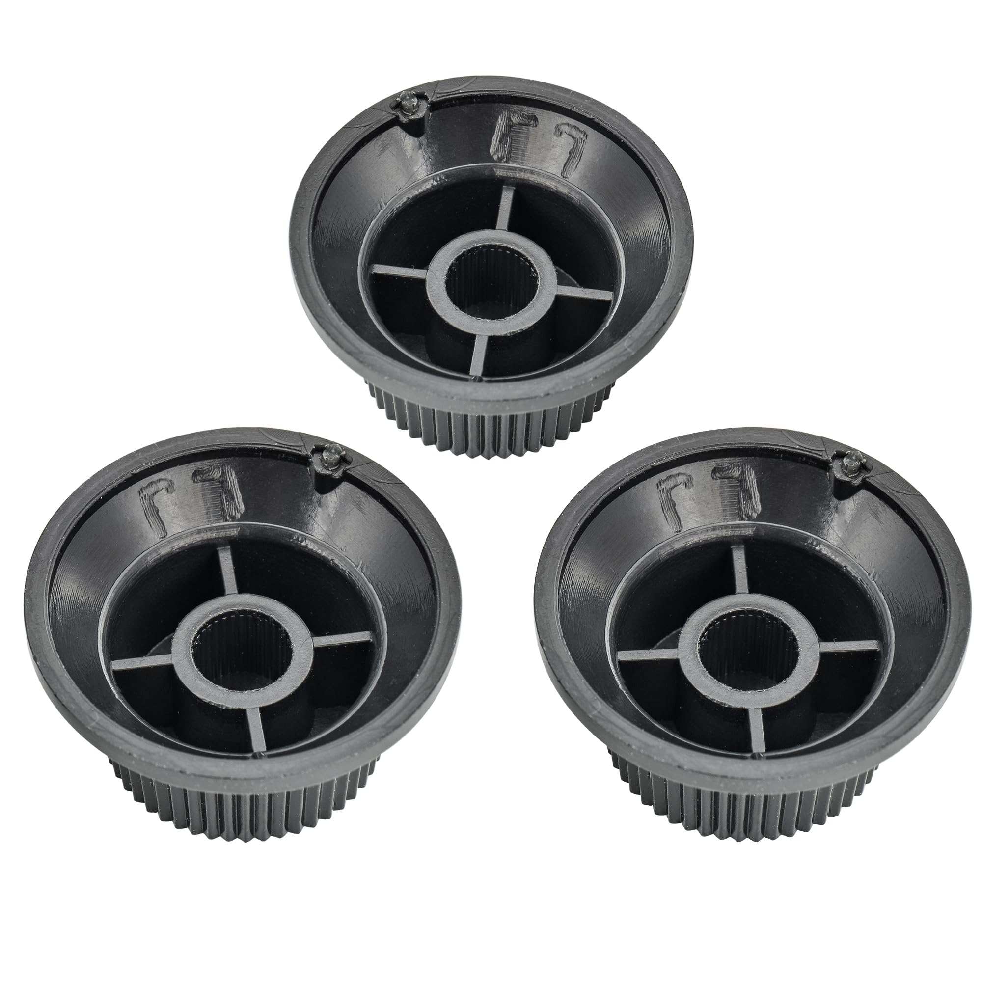 Musiclily Plastic 6Mm Strat Knobs 1 Volume And 2 Tone Control Knobs Set For Fender Squier Stratocaster Electric Guitar,Black