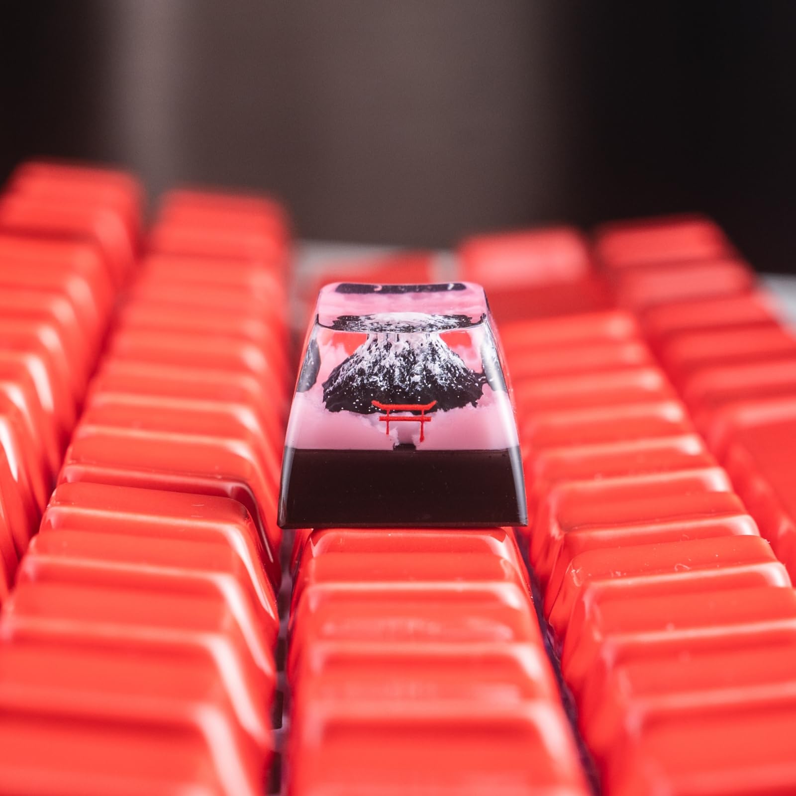 Redqin Artisan Keycap   Mount Fuji Sakura Custom Keycaps Esc Resin Keycap Handmade Artisan Keycaps Mountain Keycap For Cherry Mx