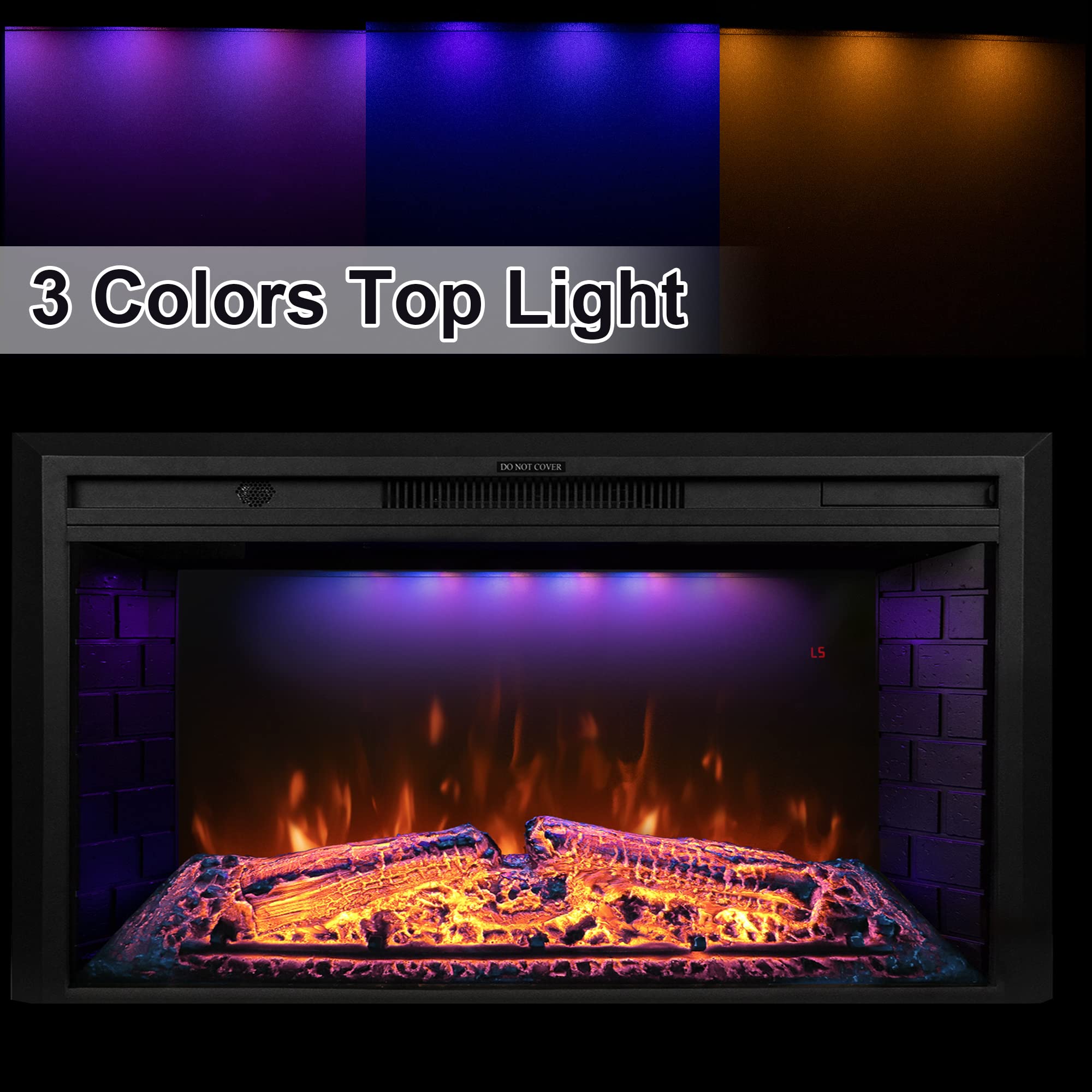 Dreamflame 43 Inch Electric Fireplace, Wall Fireplace Electric With Remote Control, Realistic Log And Crackling Sound, Overheati