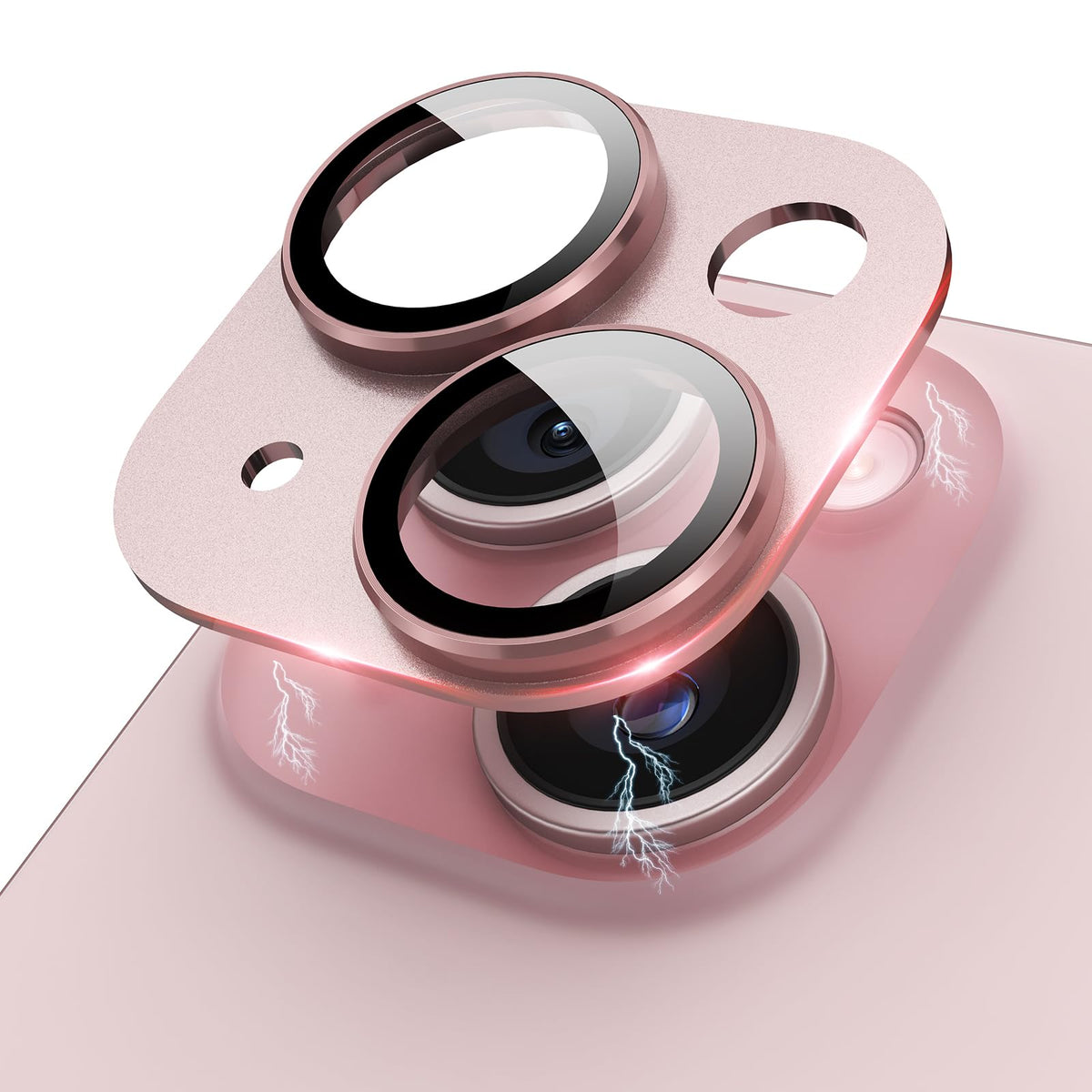 Kanosan For Iphone 15 Plus/Iphone 15 Camera Lens Protector Metal Plus Aluminium Alloy Ring 9H Tempered Glass Screen Case Friendl