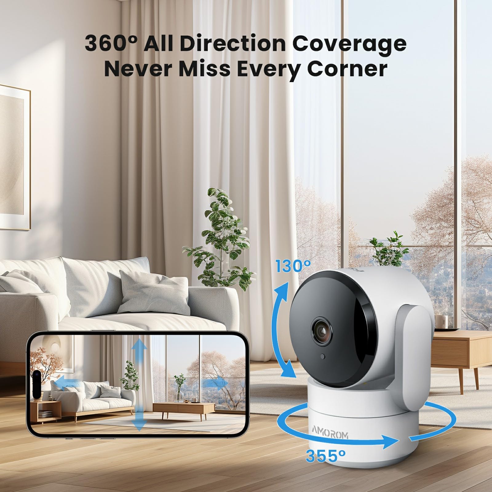 Indoor Camera For Home Security 360, 1080P Security Camera With Pan&Tilt,Night Vision, Motion Detection,2 Way Audio,Baby Monitor