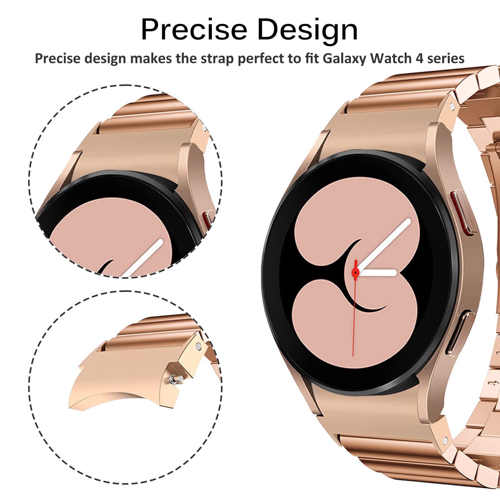 Miimall For Samsung Galaxy Watch 5 Pro 45Mm Band/Watch 5 &4 44Mm 40Mm/Watch 4 Classic 46Mm 42Mm Band Metal, [Upgraded Design]No