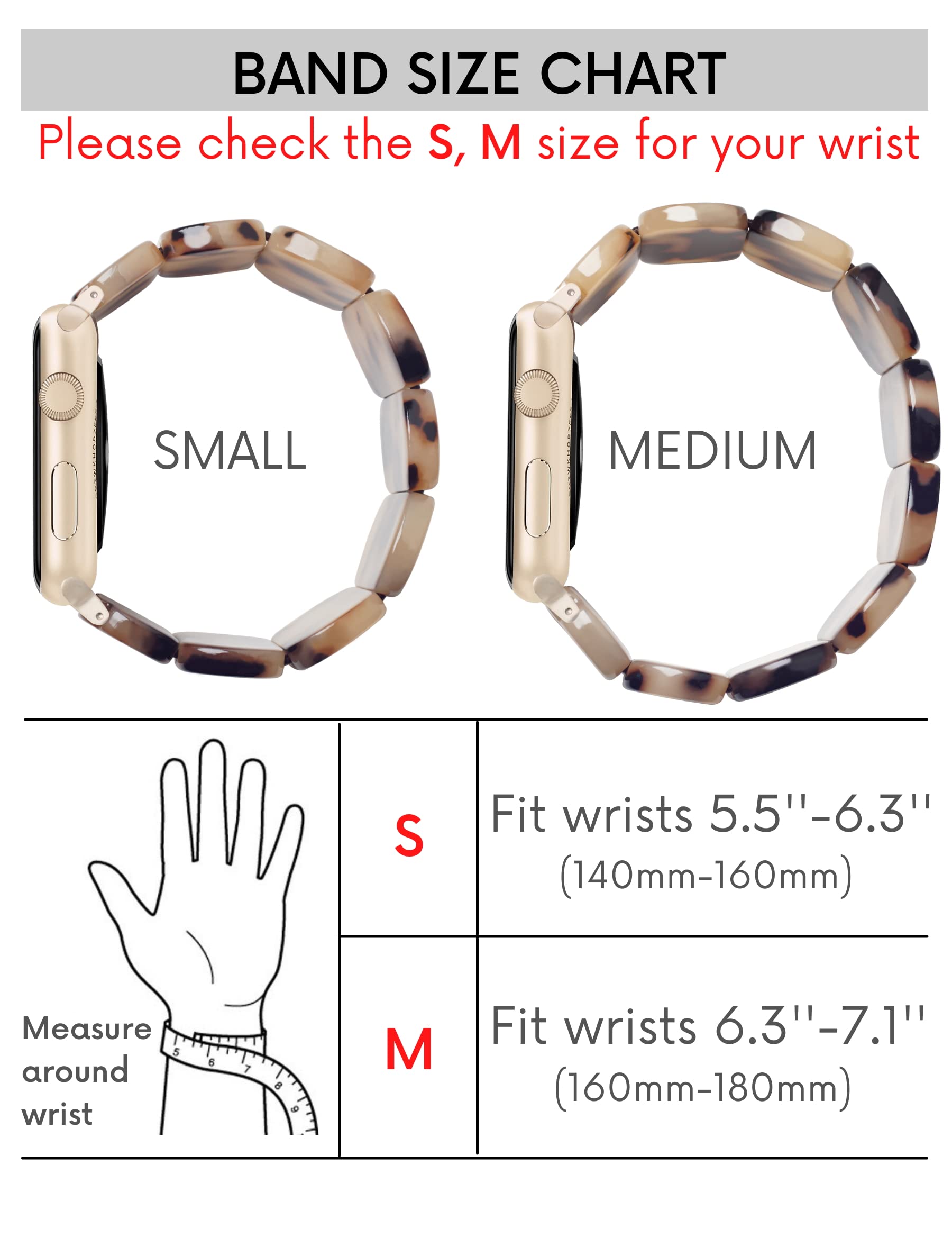 Heesch Blonde Tortoise Band Compatiable With Apple Watch Strecthy Band For Woman 38Mm 41Mm Fashion Resin Strap For Iwatch 7,Se,6