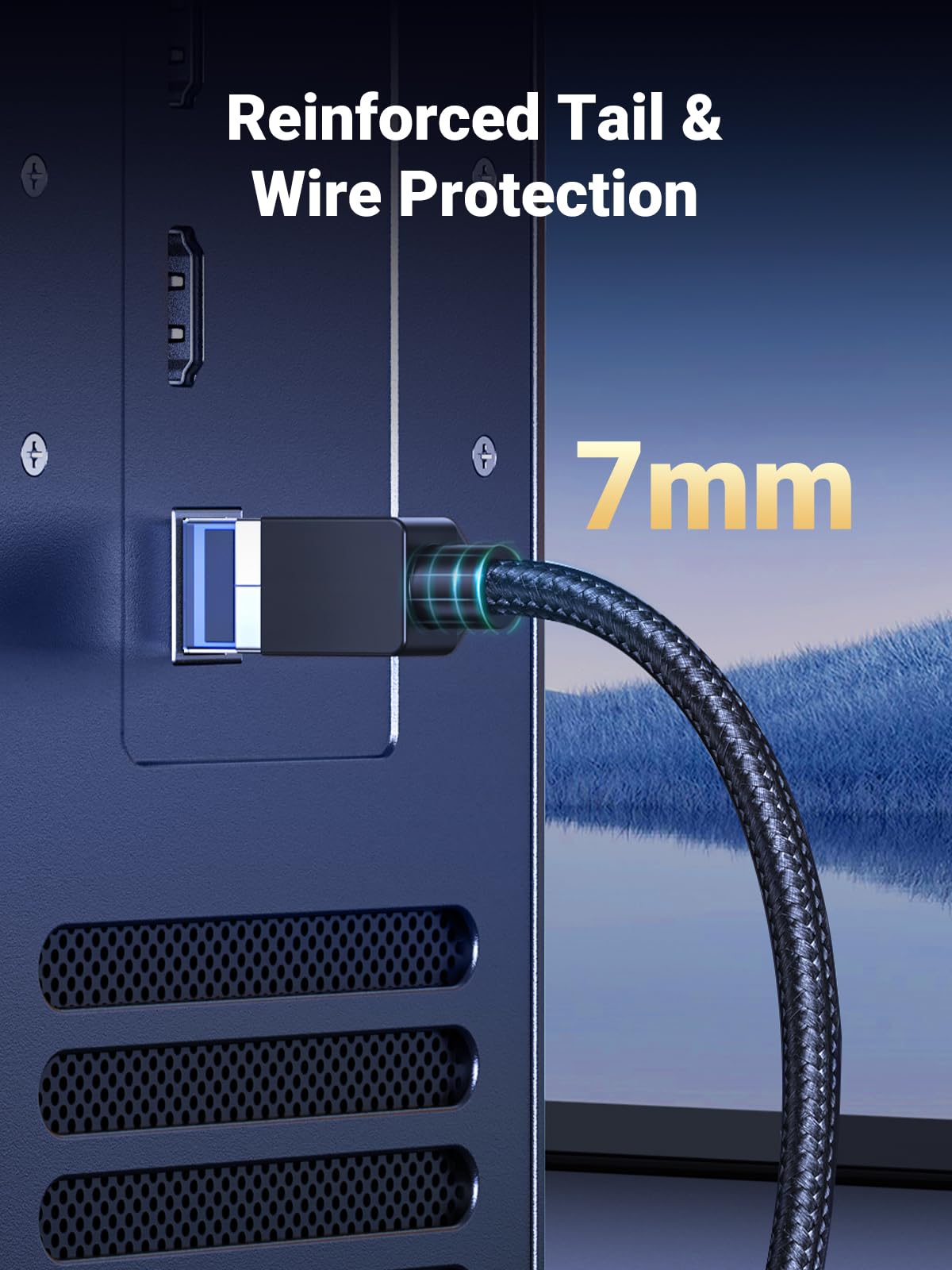 Ugreen Cat 8 Ethernet Cable 10Ft, High Speed Braided 40Gbps 2000Mhz Network Cord Cat8 Rj45 Shielded Indoor Heavy Duty Lan Cables