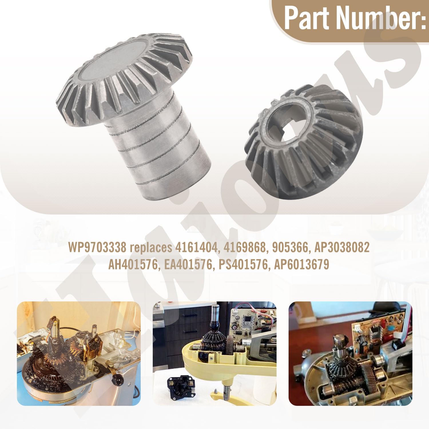 9703337 9703338 Mixer Bevel Gear Kit   By Haiouus, Compatible With Whirlpool W11192795 Kitchen Mixer   Worm Gear Kit 9709511, 97