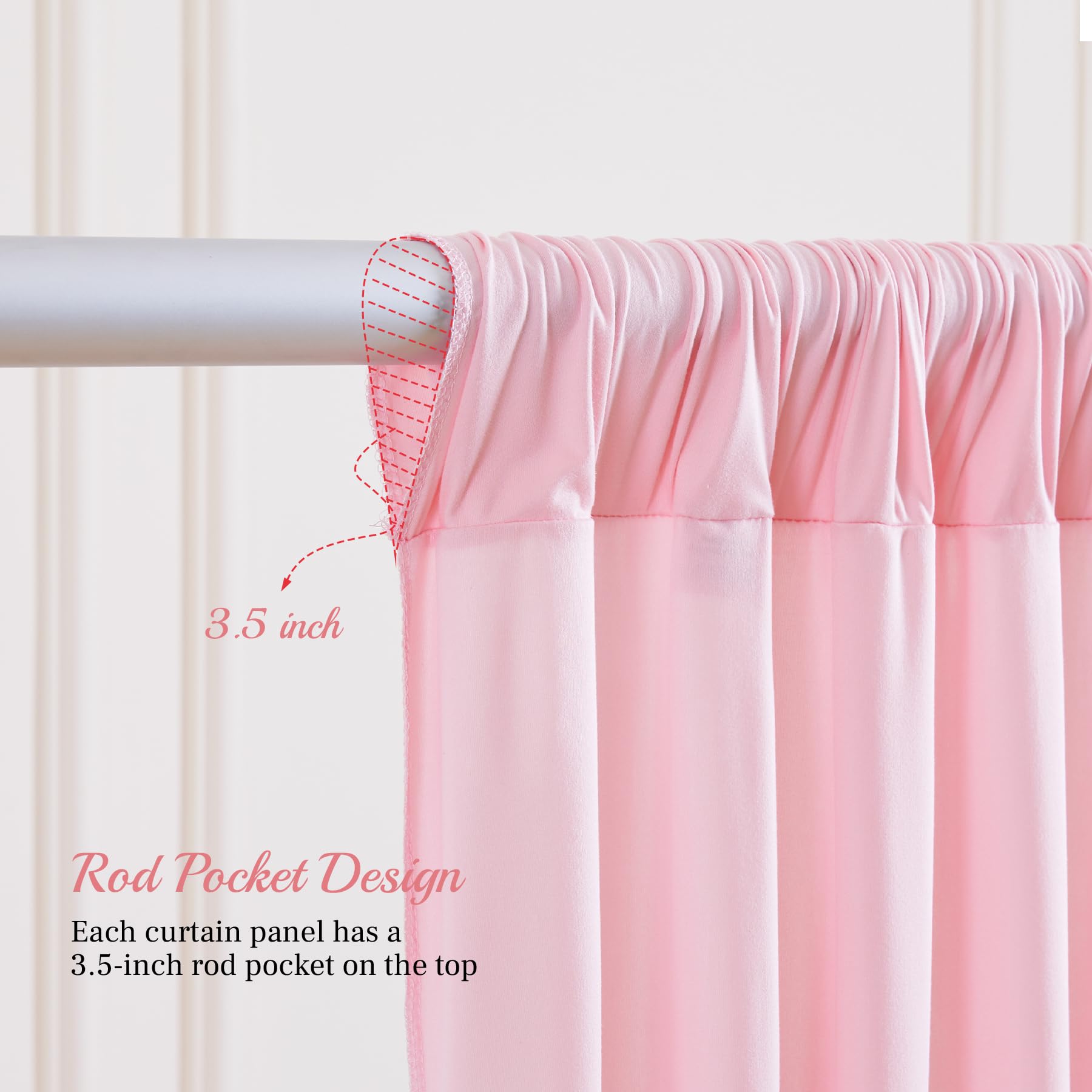 Baby Pink Backdrop Curtains For Parties, 8Ft X 10Ft Polyester Wrinkle Free Photography Backdrop Drapes For Birthday Baby Shower
