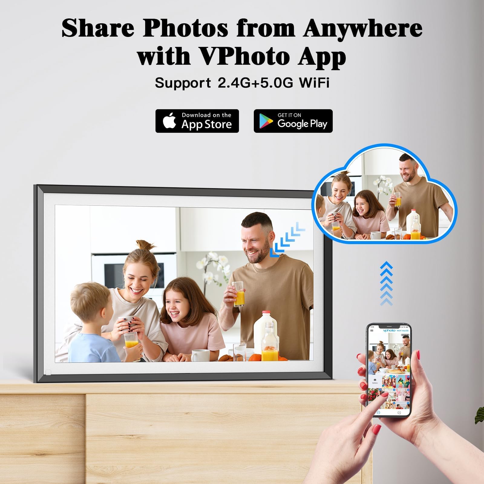 Large Digital Picture Frame 15.6'' Digital Photo Frame   Digital Frame Fhd Touch Screen, Motion Sensor, Auto Rotate, Sharing Pho